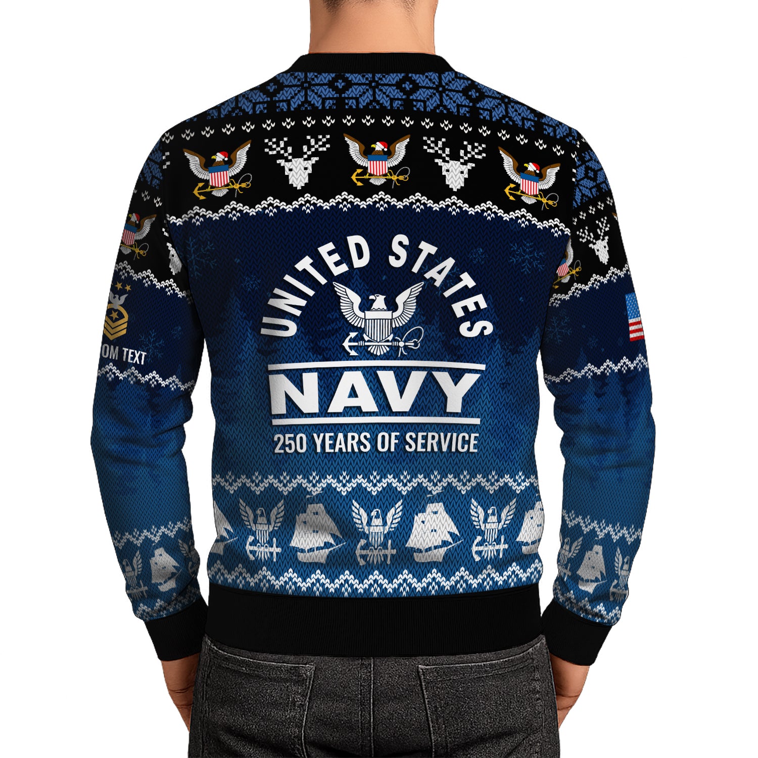 Personalized US Navy Christmas Ugly Sweater JUST07