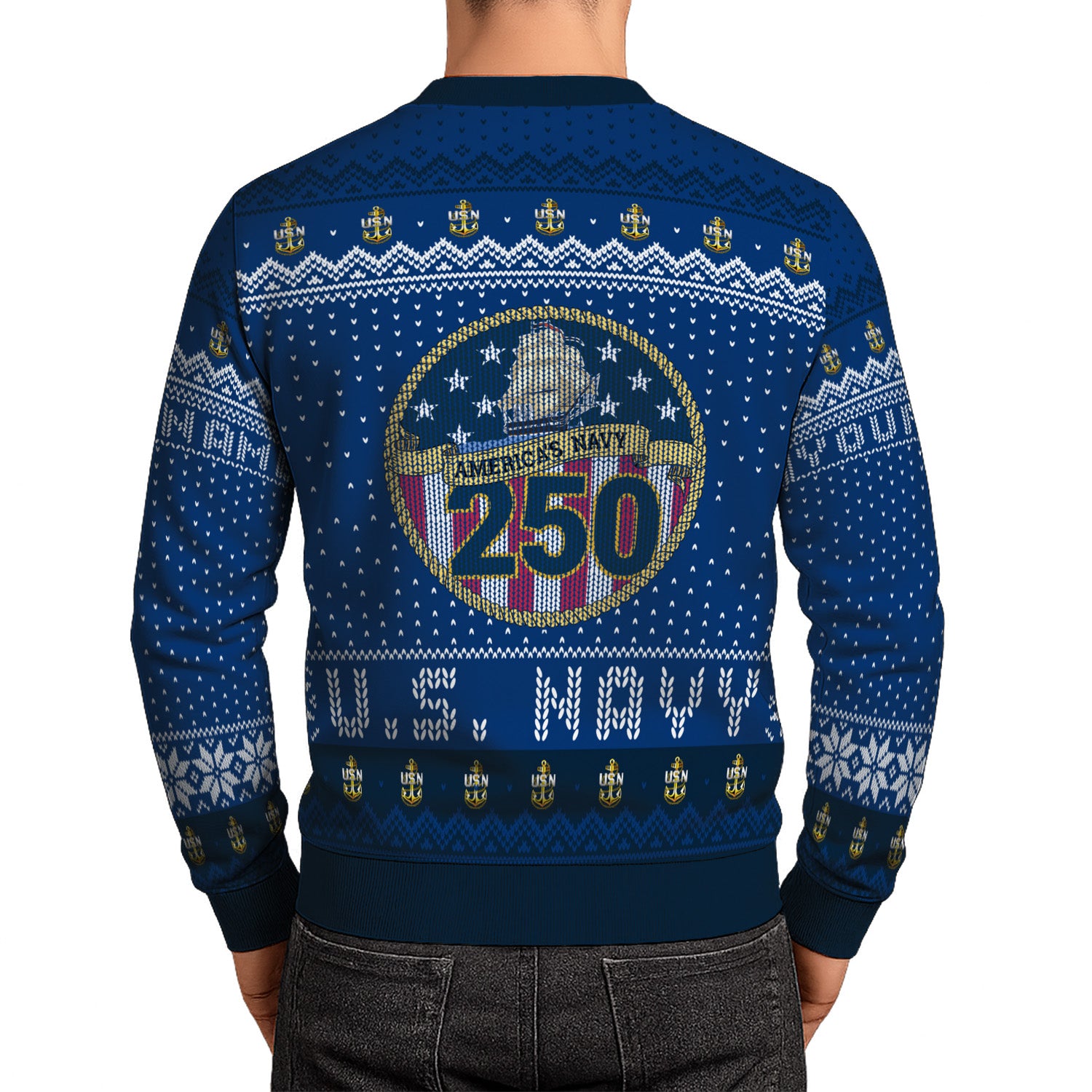 Personalized US Navy Christmas Ugly Sweater UST018