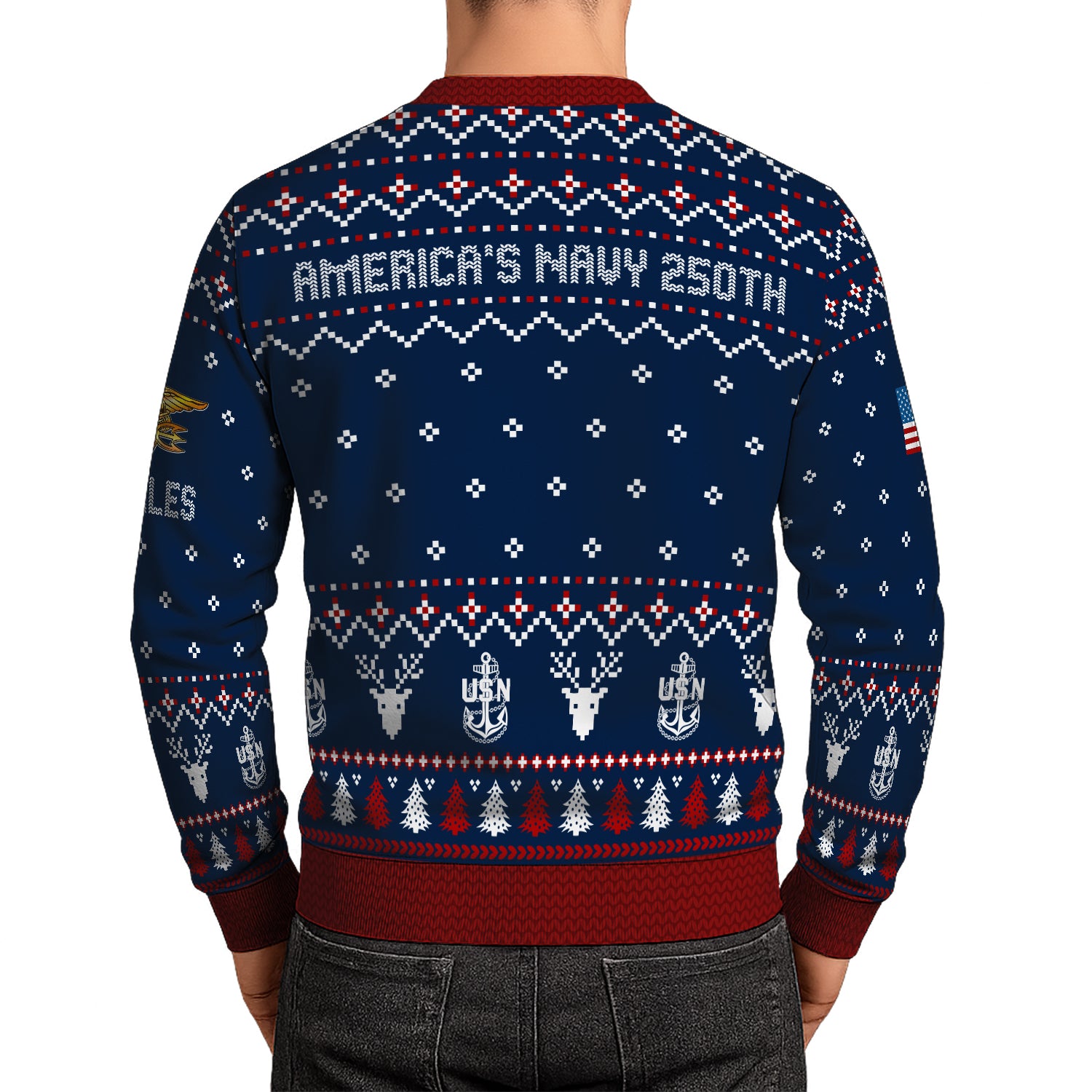 Personalized US Navy Christmas Ugly Sweater UST001