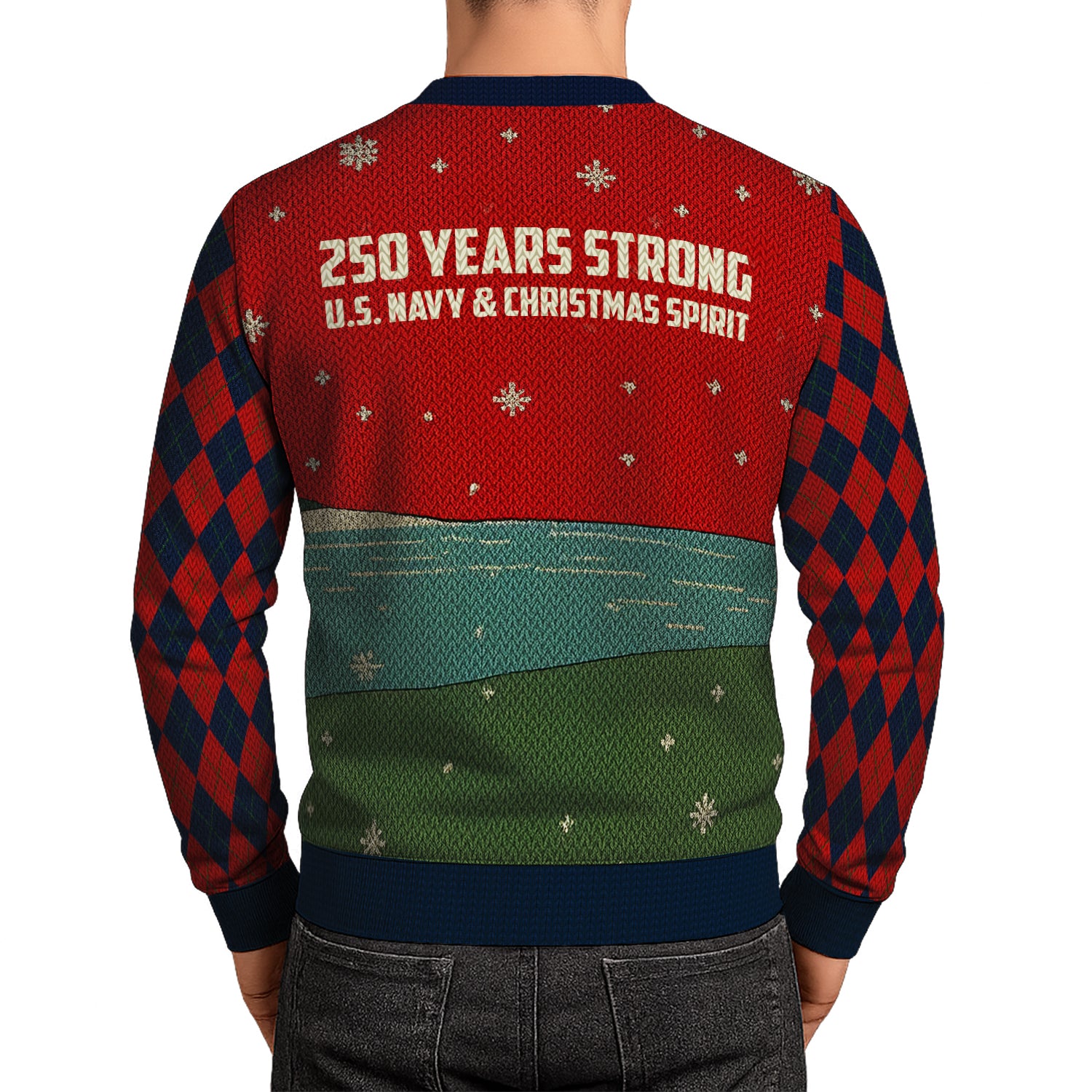 US Navy 250 Years Strong Christmas Ugly Sweater