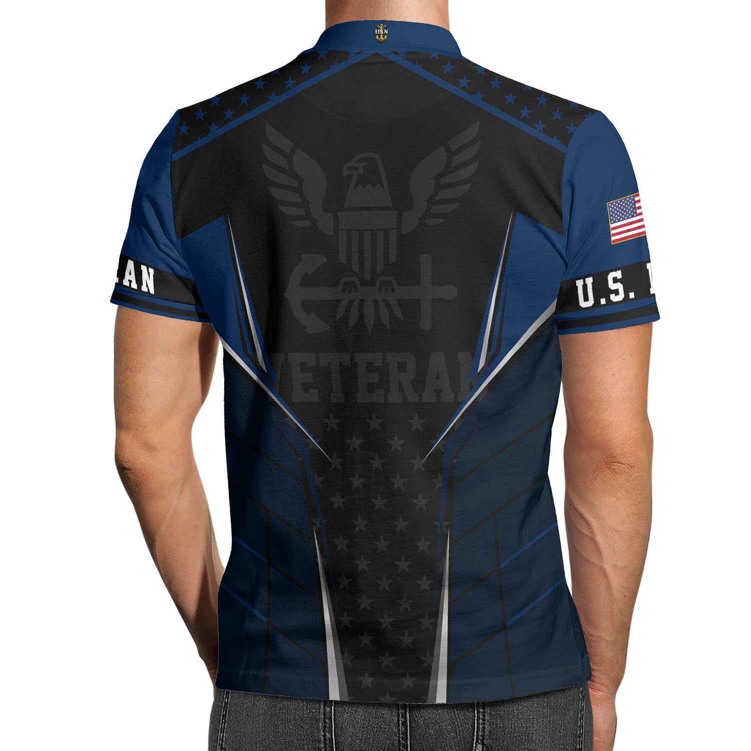 US Navy Veteran Polo Shirt – Bold Crest & Custom Rank Tribute Edition