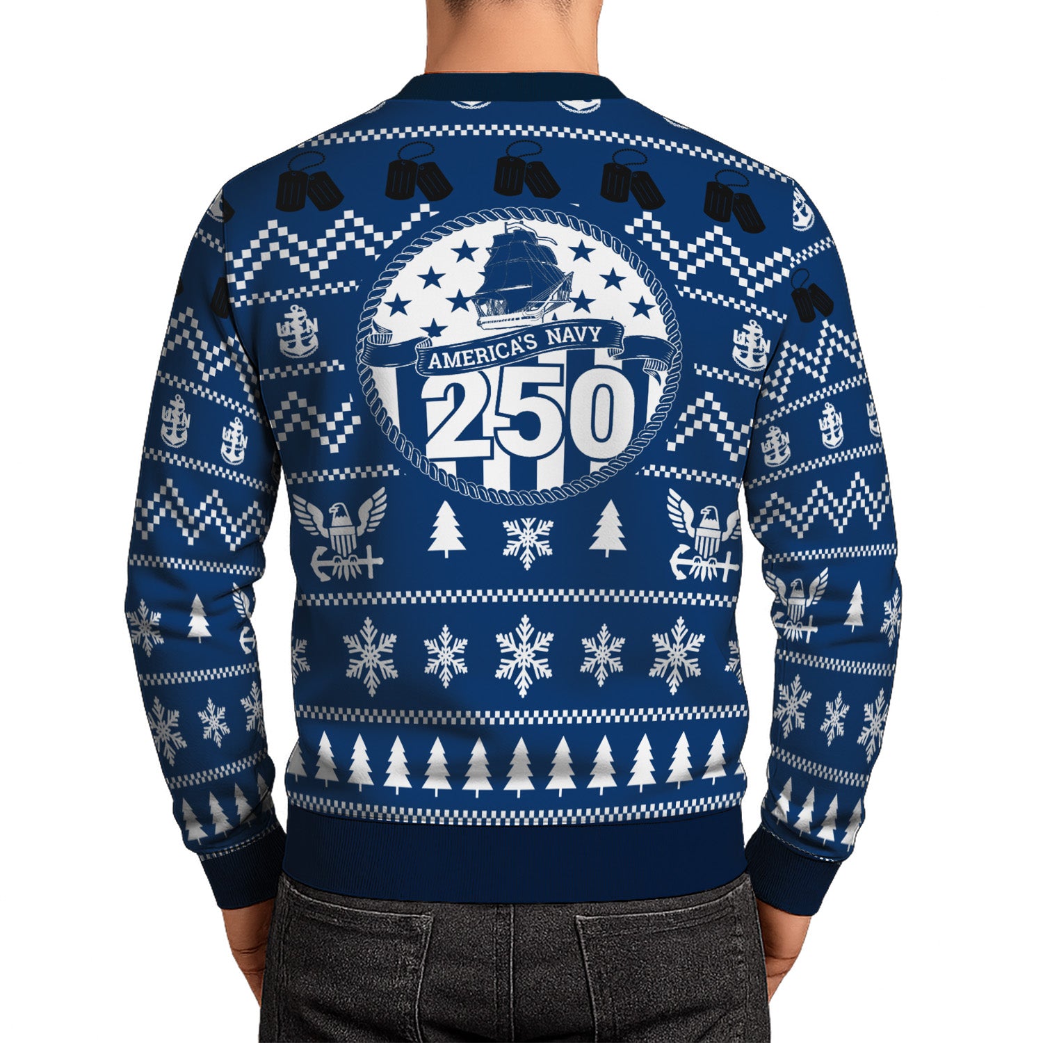 Personalized 250th US Navy Christmas Ugly Sweater UST016