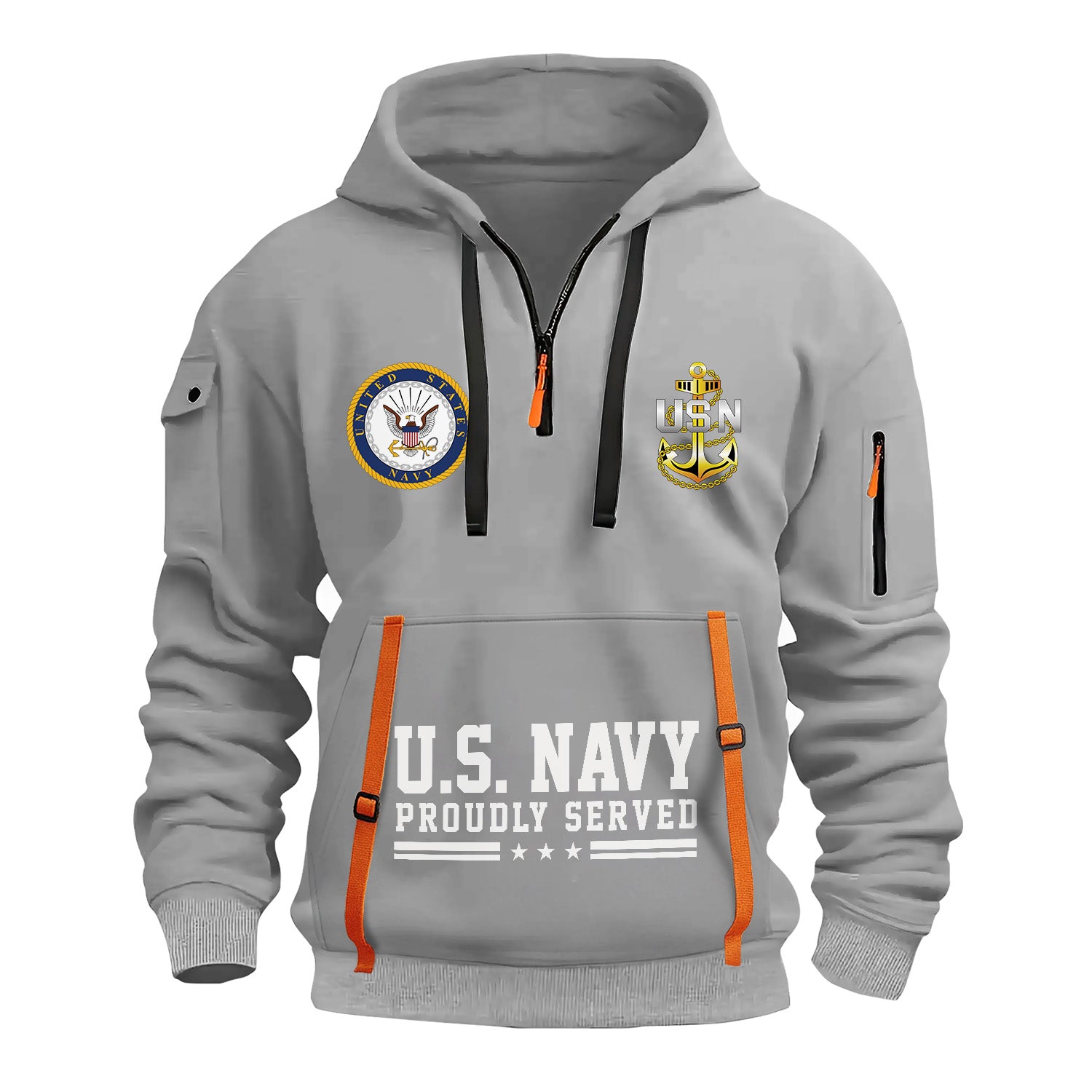 Custom US Navy Ranks Quarter Zip Hoodie TQZ02