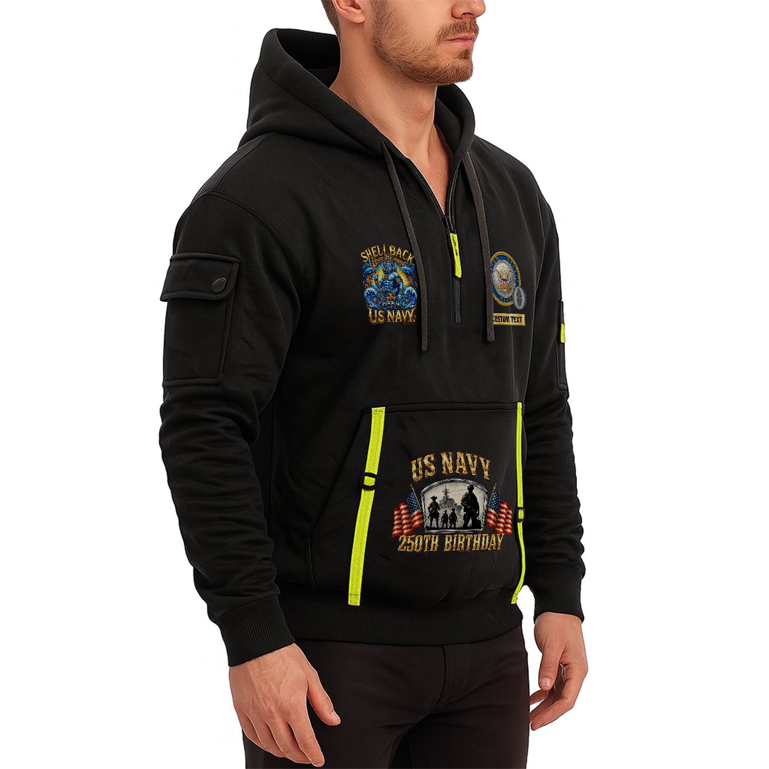 Personalized US Navy Quater Zip Hoodie JQZ10
