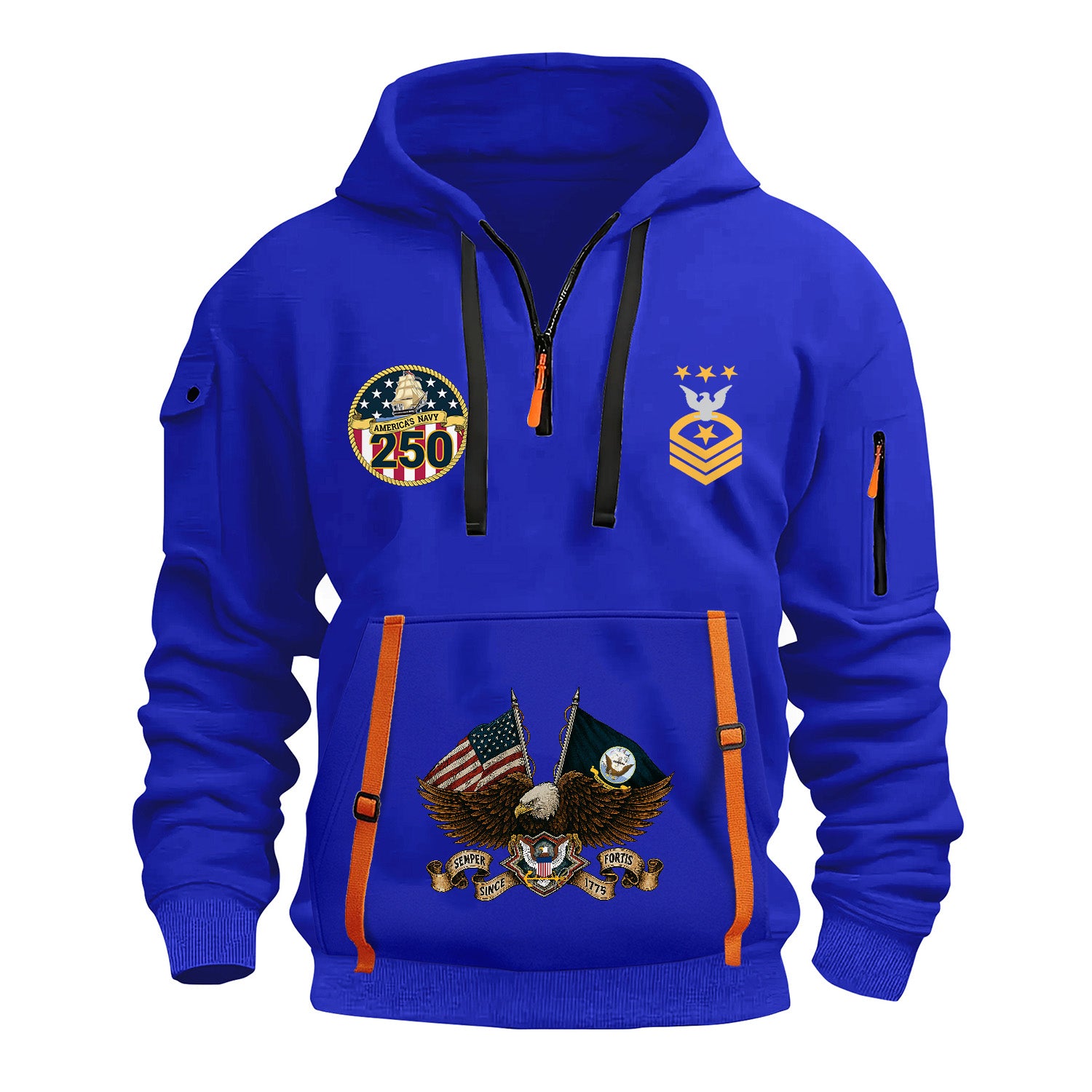 Personalized US Navy Quarter Zip Hoodie TQZ06