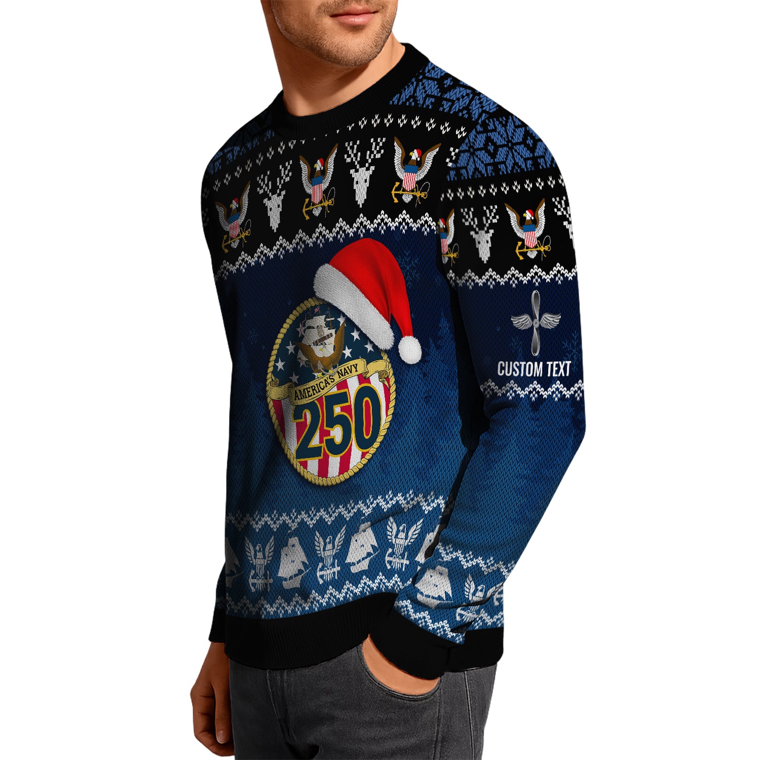 Personalized US Navy Christmas Ugly Sweater JUST07