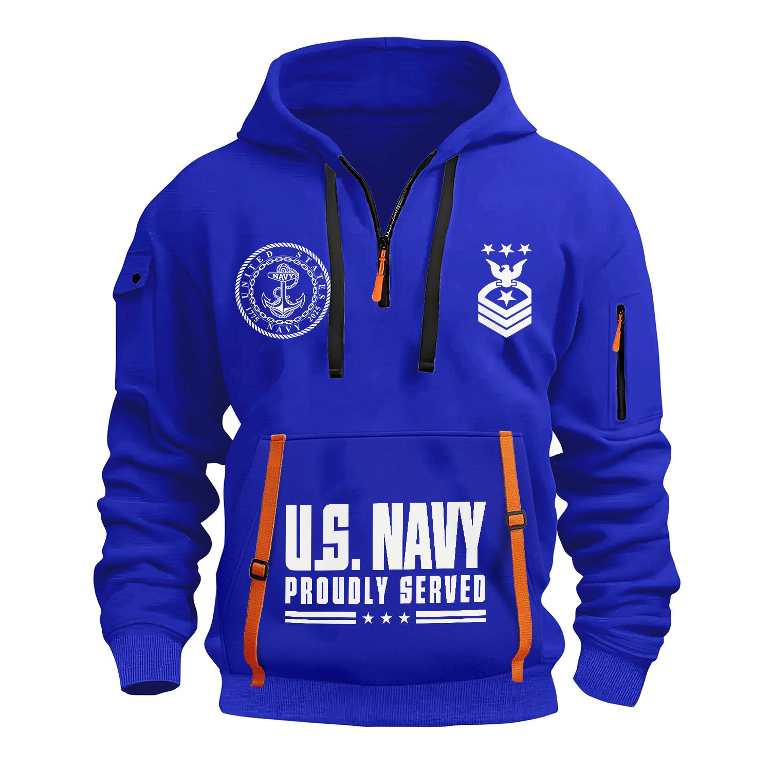 Custom US Navy Ranks Quarter Zip Hoodie TQZ03