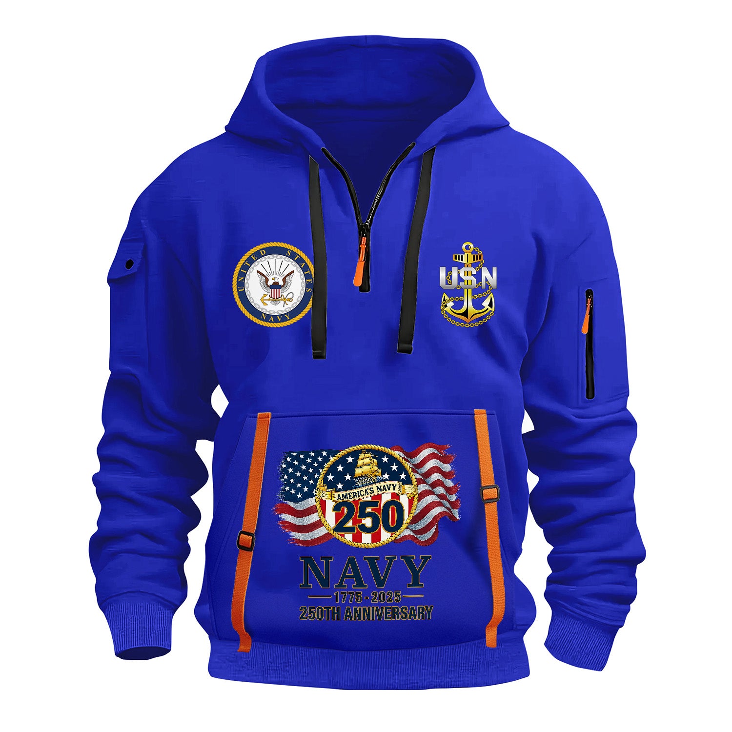 Personalized US Navy Quarter Zip Hoodie TQZ08
