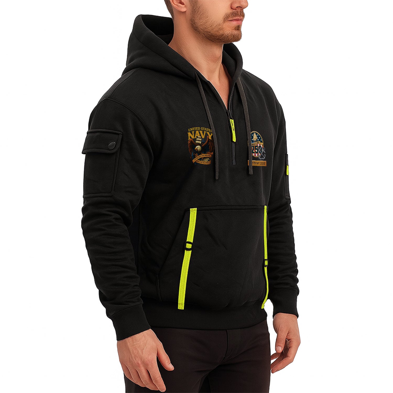 Personalized US Navy Quater Zip Hoodie JQZ04