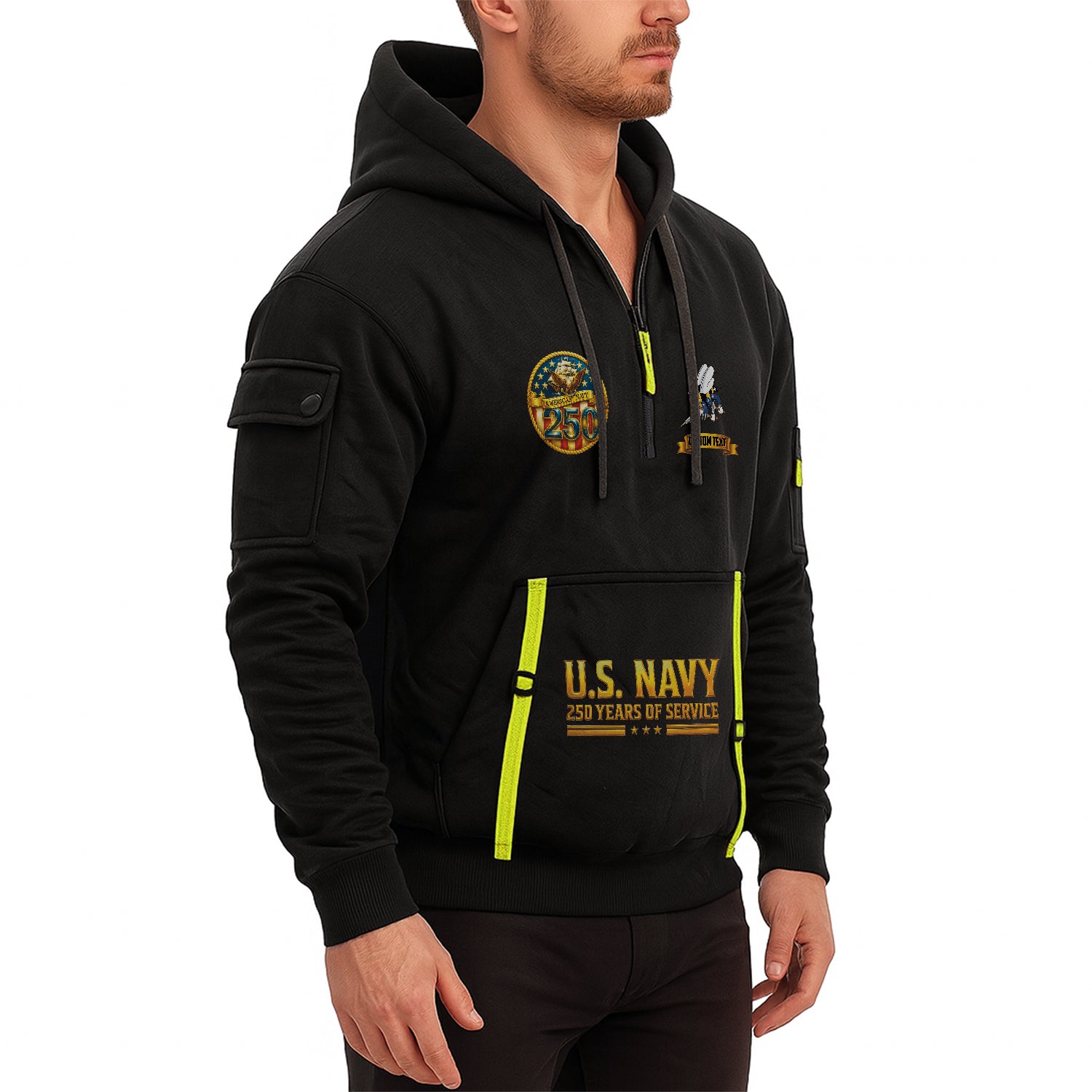 Personalized US Navy Quater Zip Hoodie JQZ02