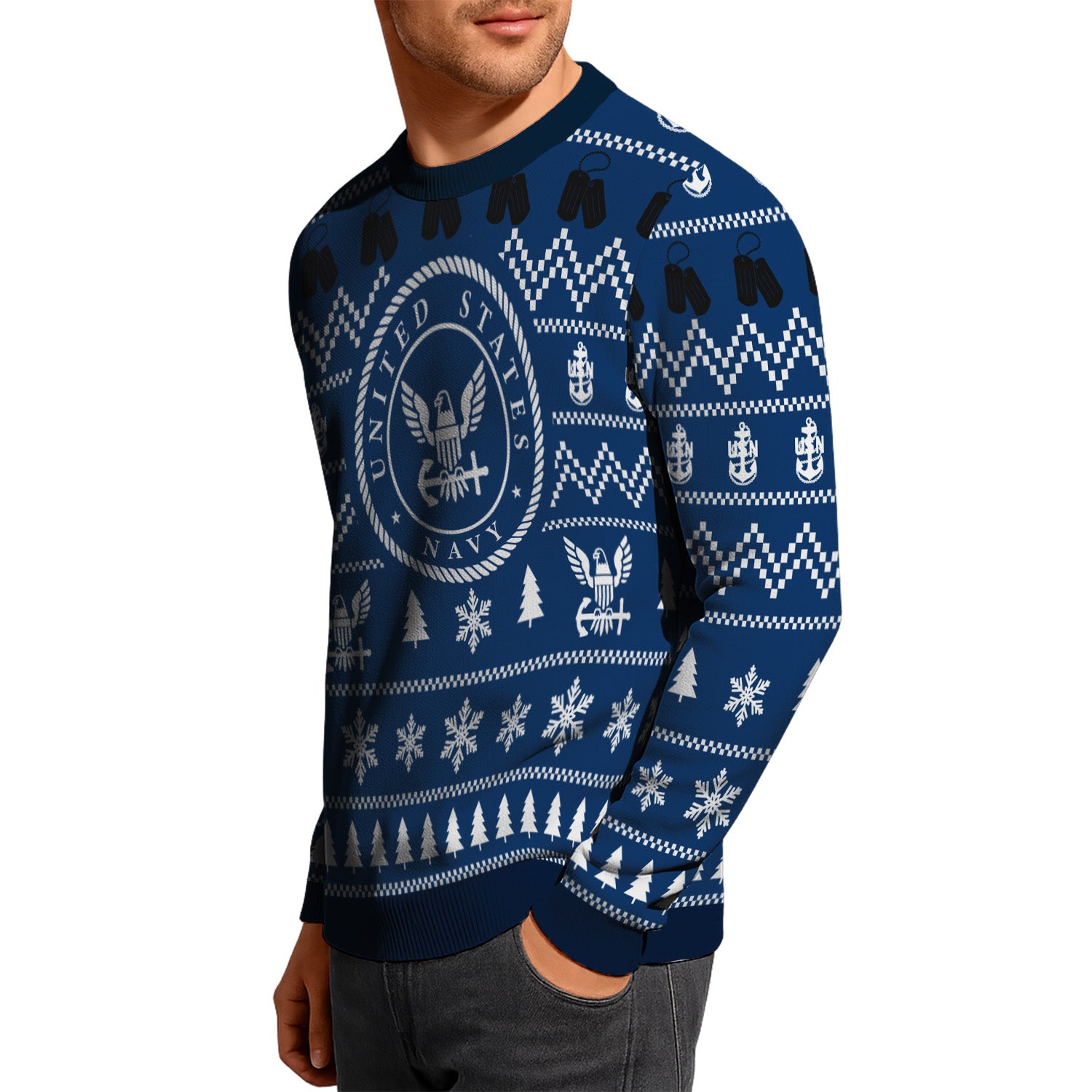 Personalized 250th US Navy Christmas Ugly Sweater UST016