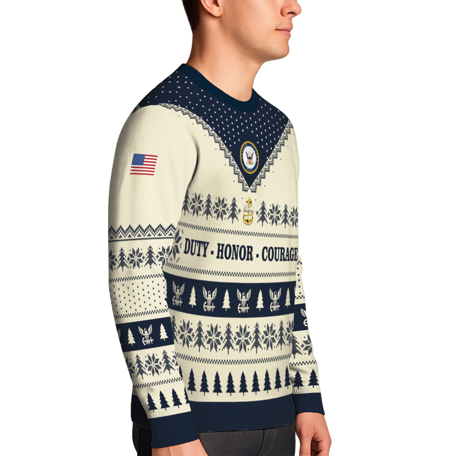Personalized US Navy Christmas Ugly Sweater UST019