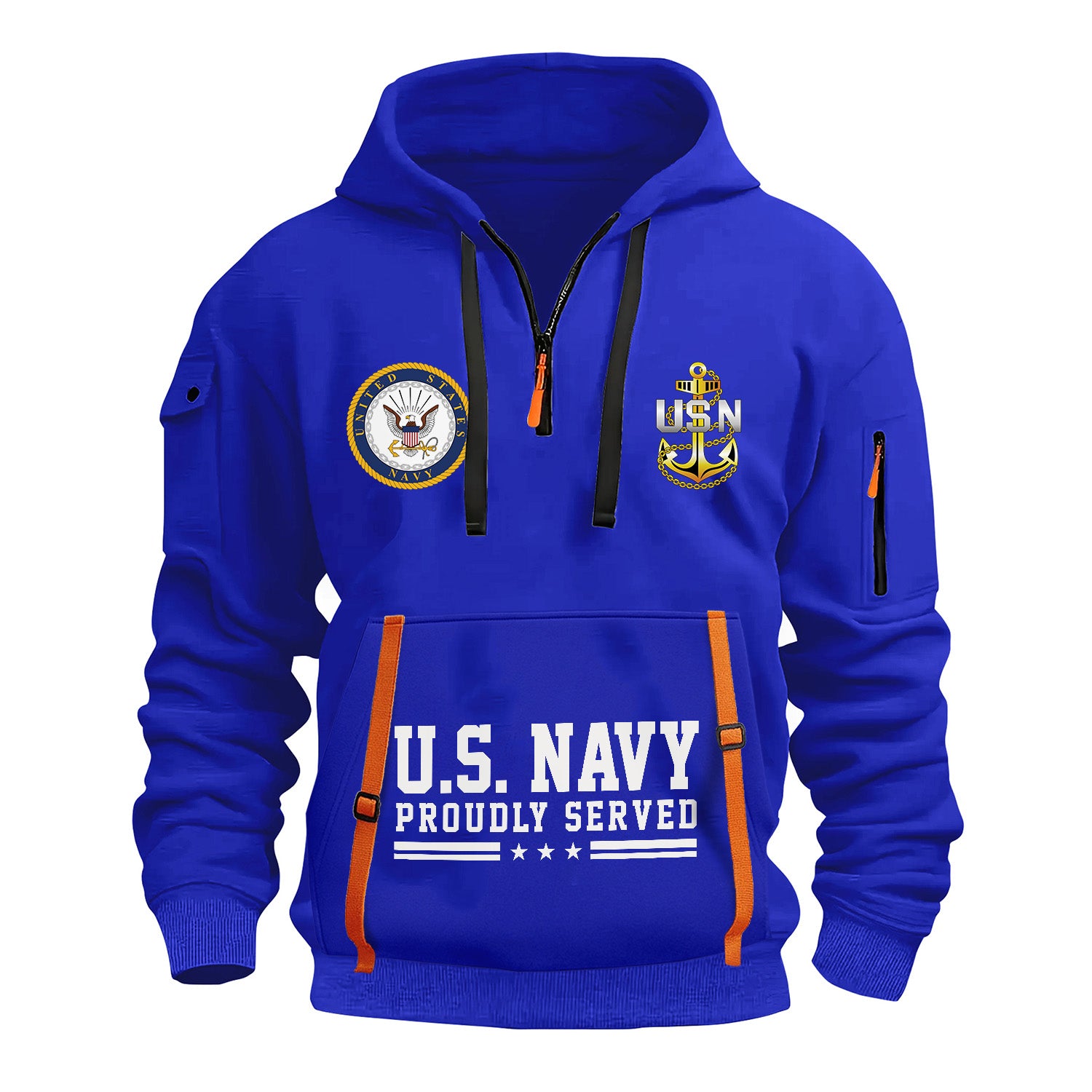 Custom US Navy Ranks Quarter Zip Hoodie TQZ02