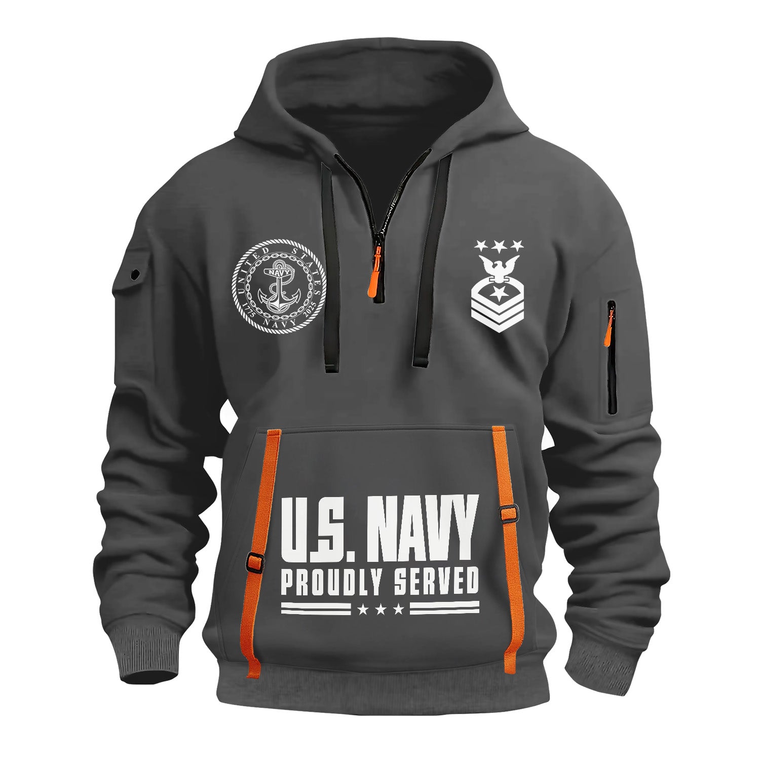Custom US Navy Ranks Quarter Zip Hoodie TQZ03