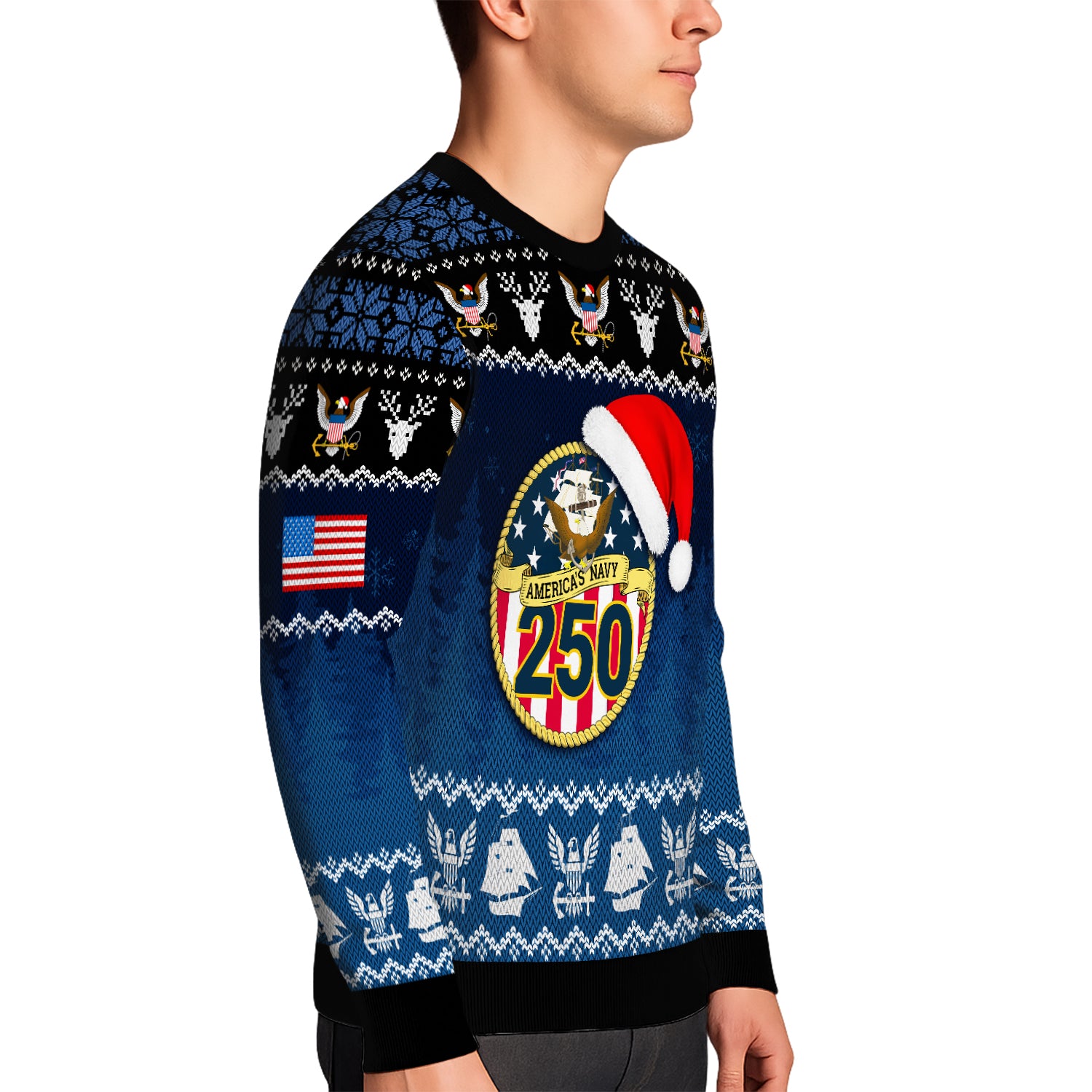 Personalized US Navy Christmas Ugly Sweater JUST07