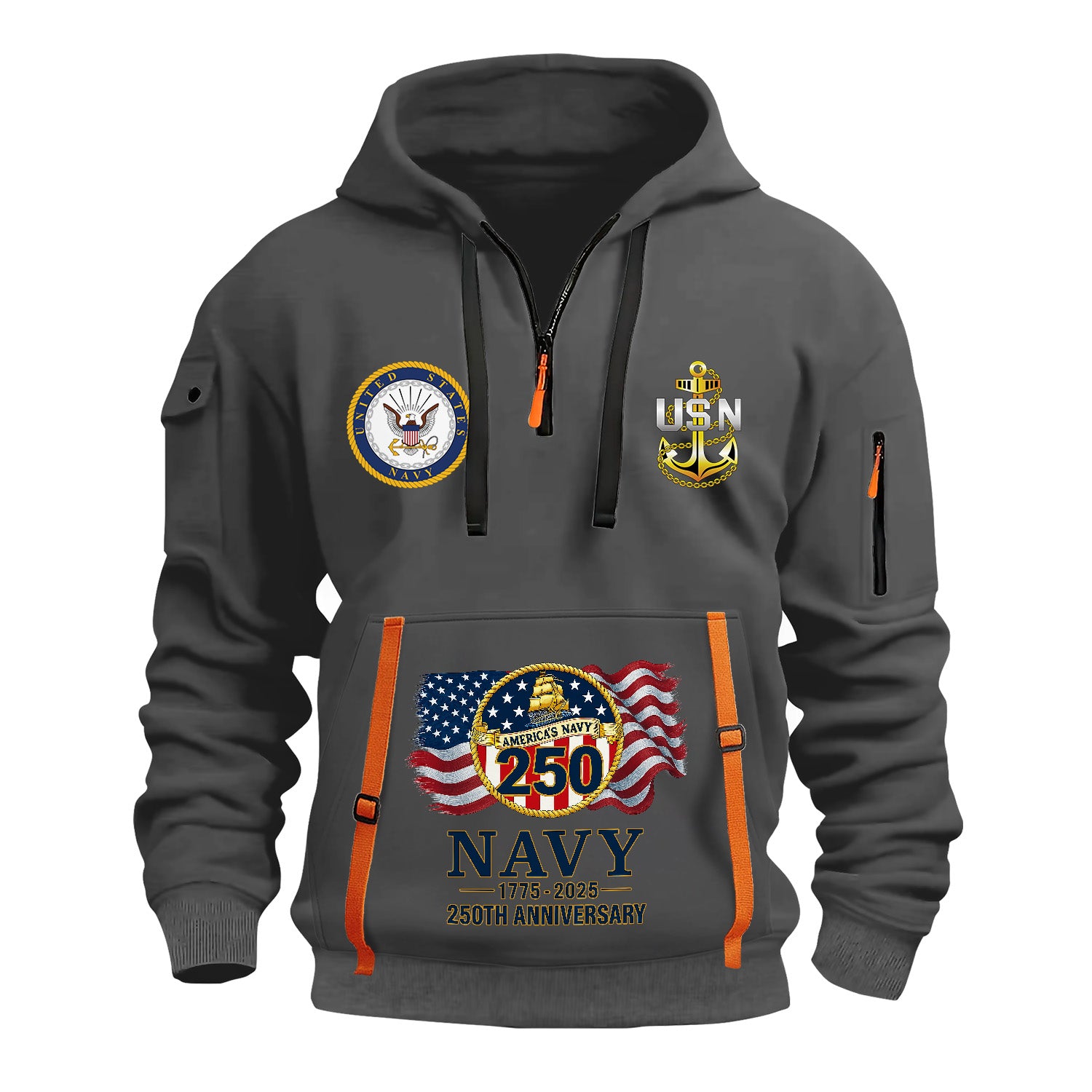 Personalized US Navy Quarter Zip Hoodie TQZ08