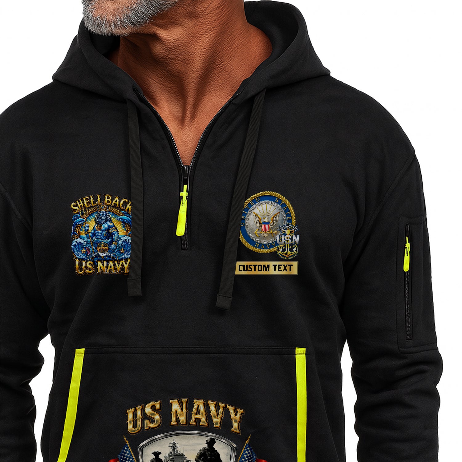 Personalized US Navy Quater Zip Hoodie JQZ10