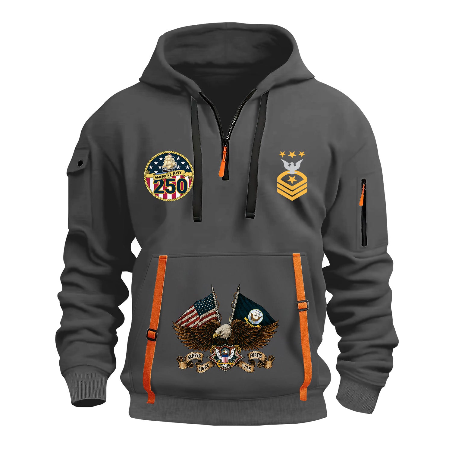 Personalized US Navy Quarter Zip Hoodie TQZ06