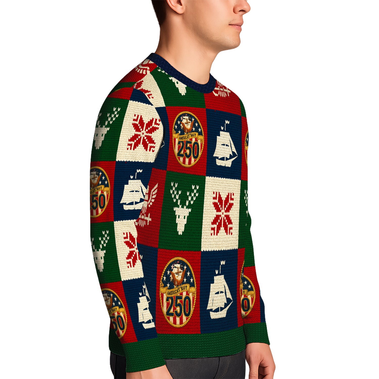 US Navy 250 America Christmas Ugly Sweater
