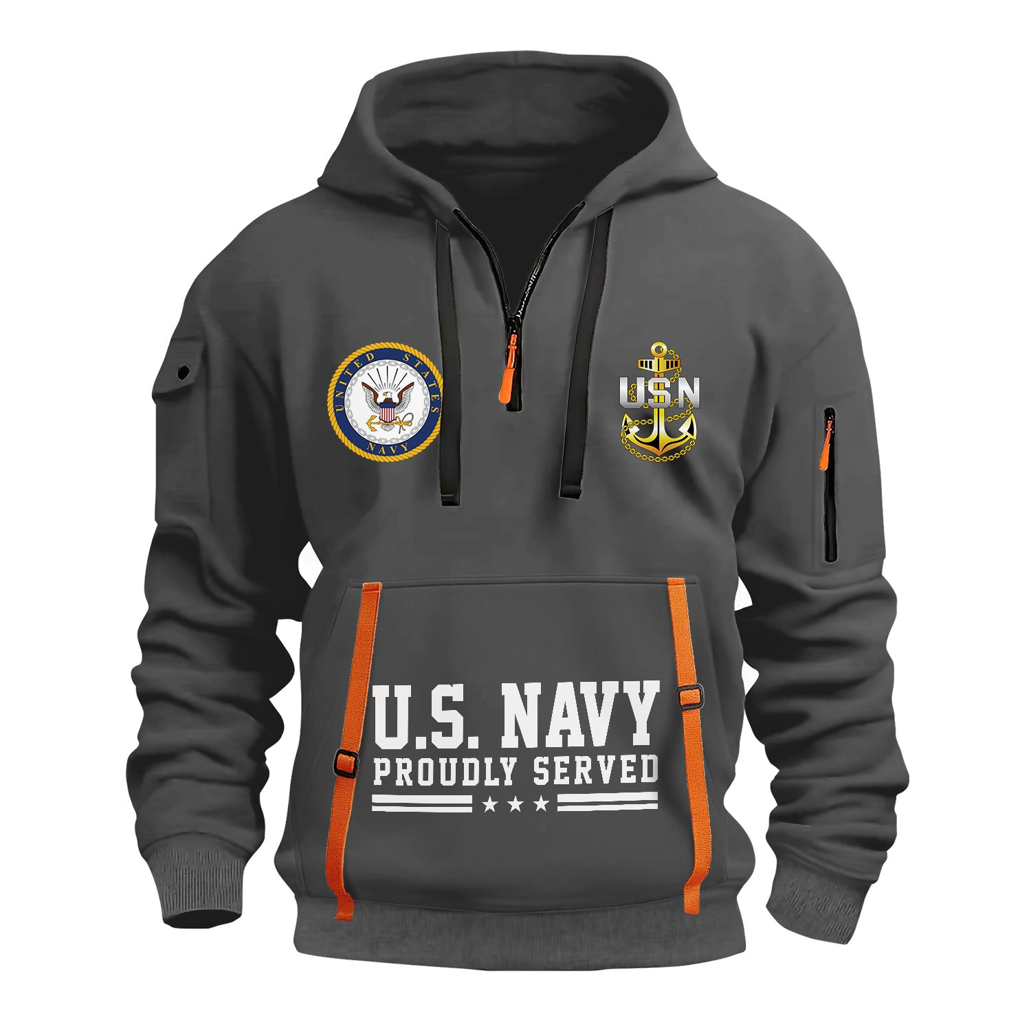 Custom US Navy Ranks Quarter Zip Hoodie TQZ02