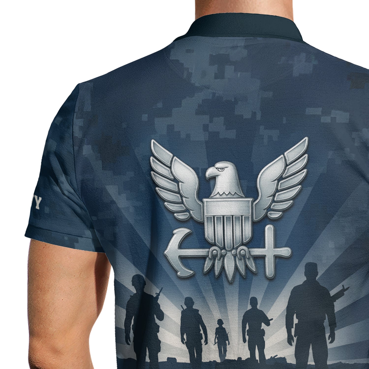 US Navy 250th Anniversary Polo Shirt – Eagle Emblem & Sailor Silhouette