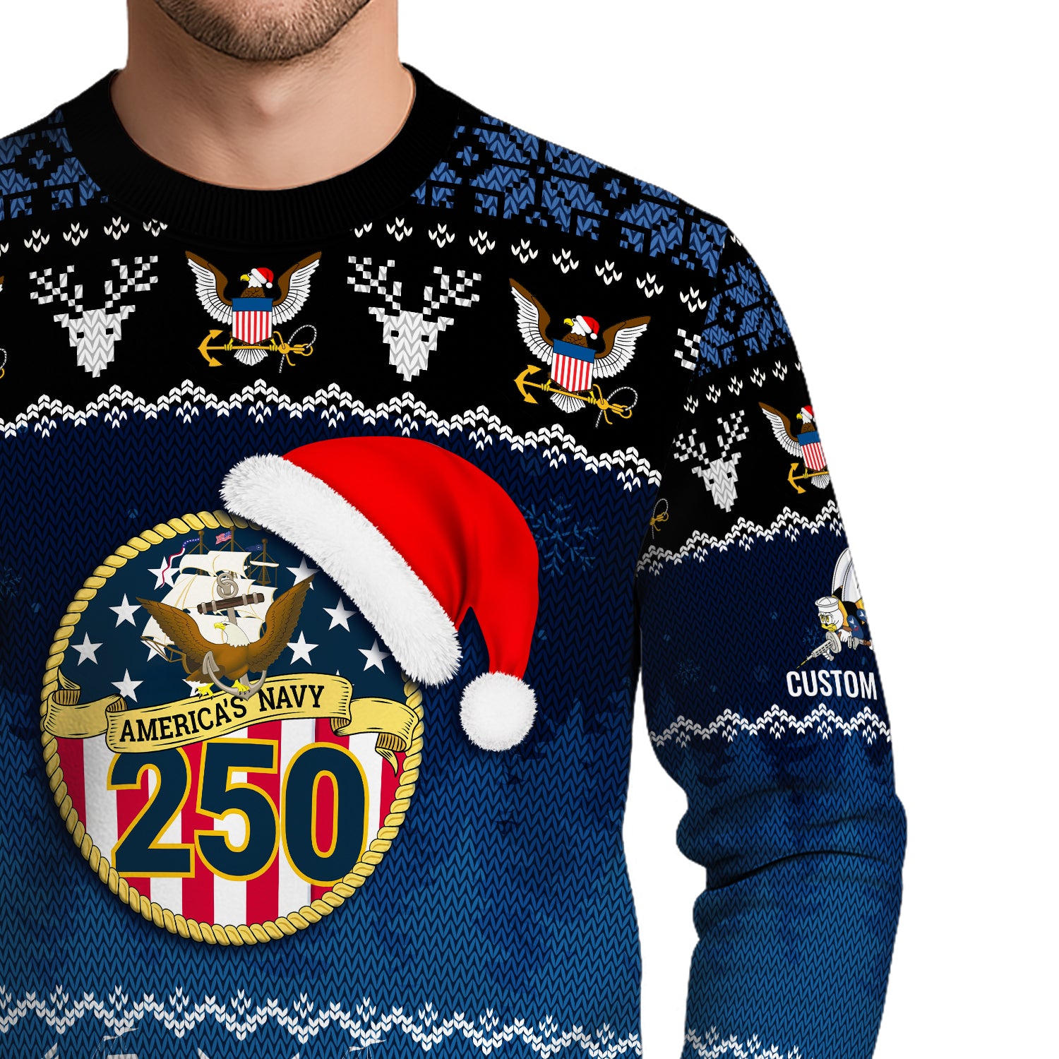 Personalized US Navy Christmas Ugly Sweater JUST07