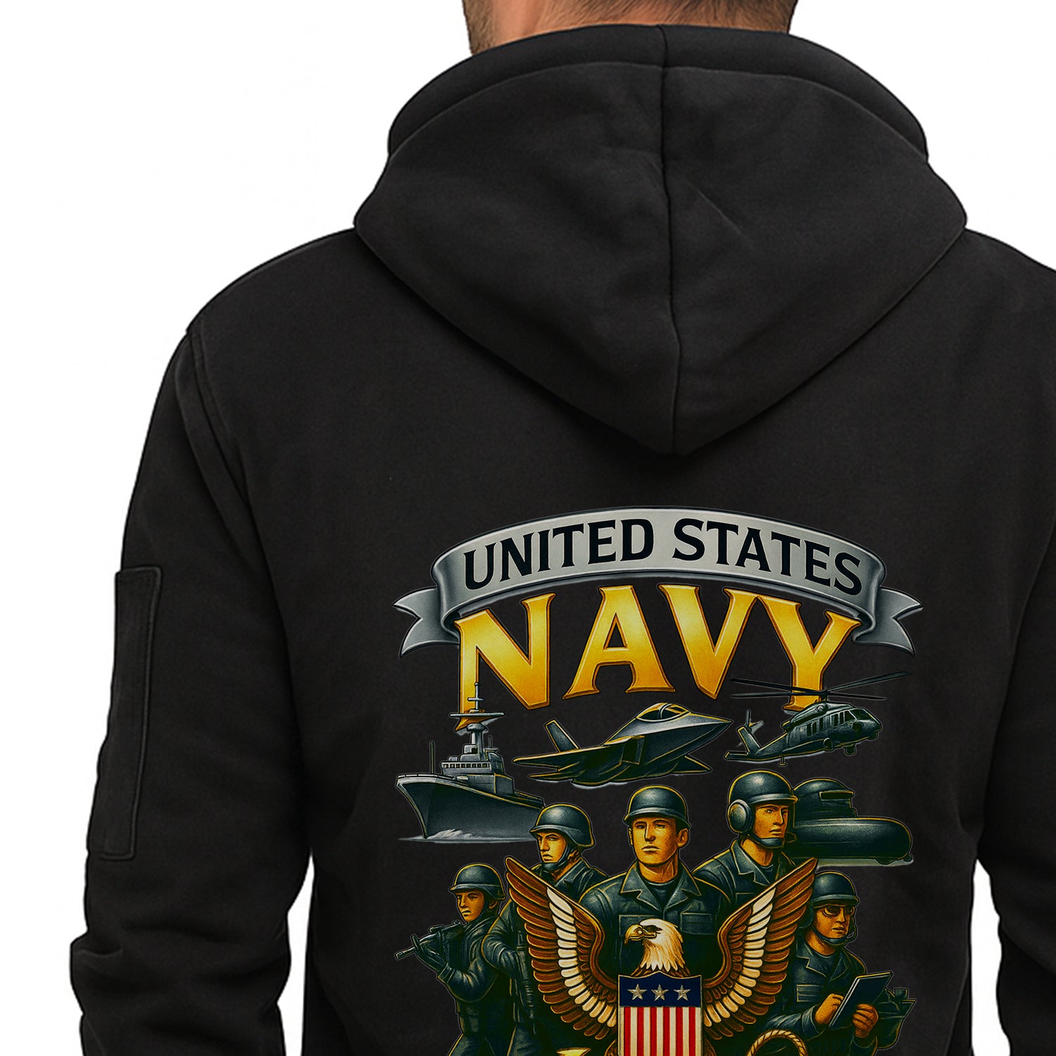 Personalized US Navy Quater Zip Hoodie JQZ09
