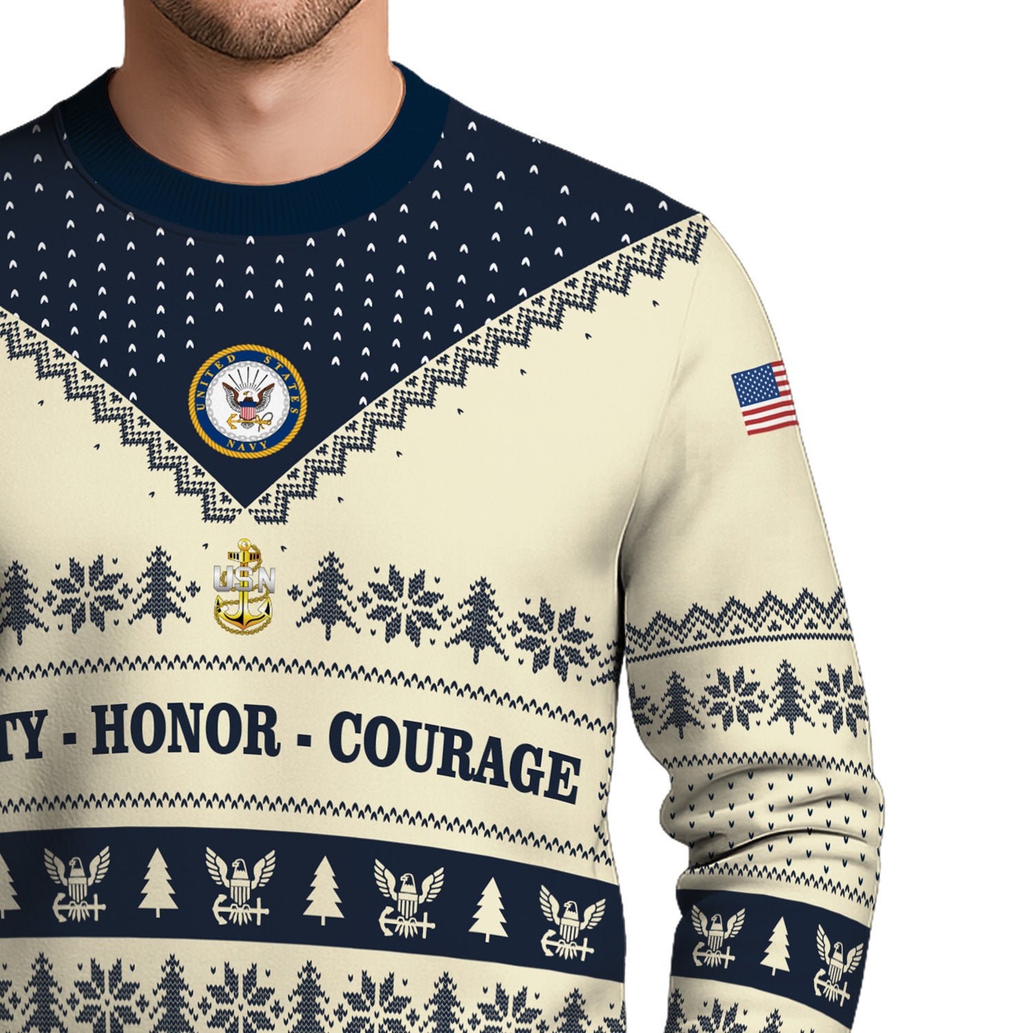 Personalized US Navy Christmas Ugly Sweater UST019