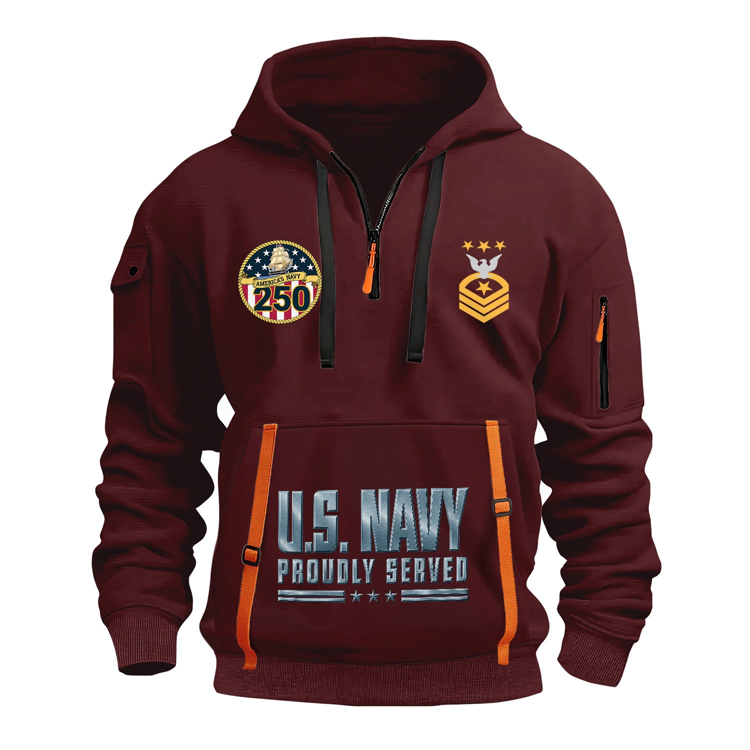 Personalized US Navy Quarter Zip Hoodie TQZ07