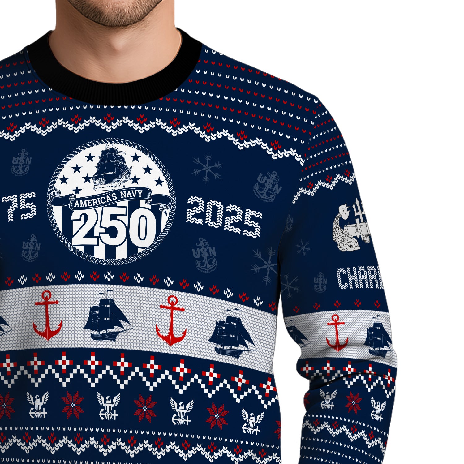 Personalized US Navy Christmas Ugly Sweater UST003