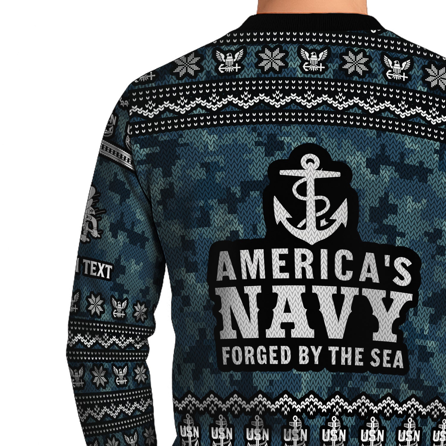 Personalized US Navy Christmas Ugly Sweater JUST06
