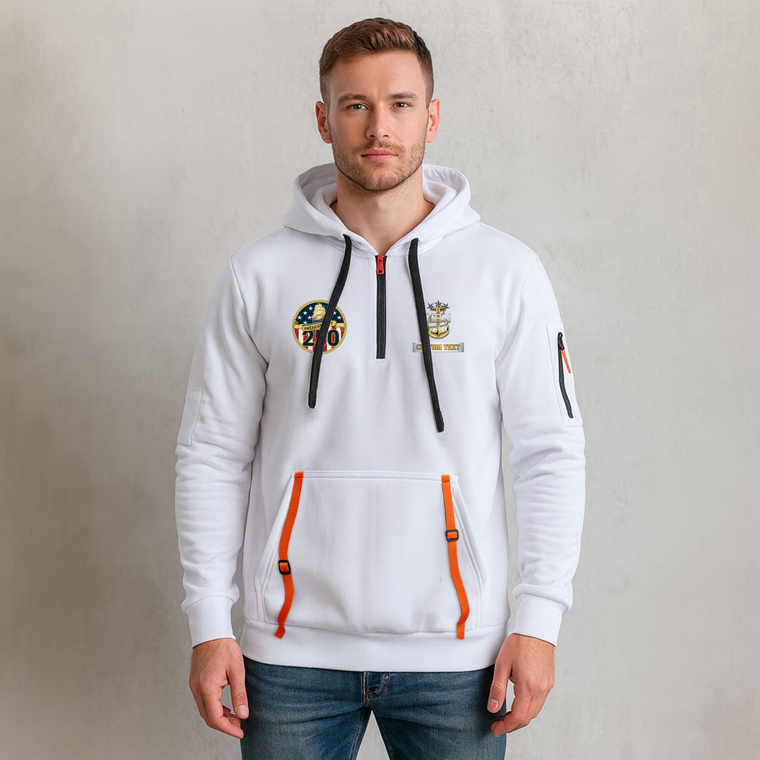 Personalized US Navy Quater Zip Hoodie JQZ01