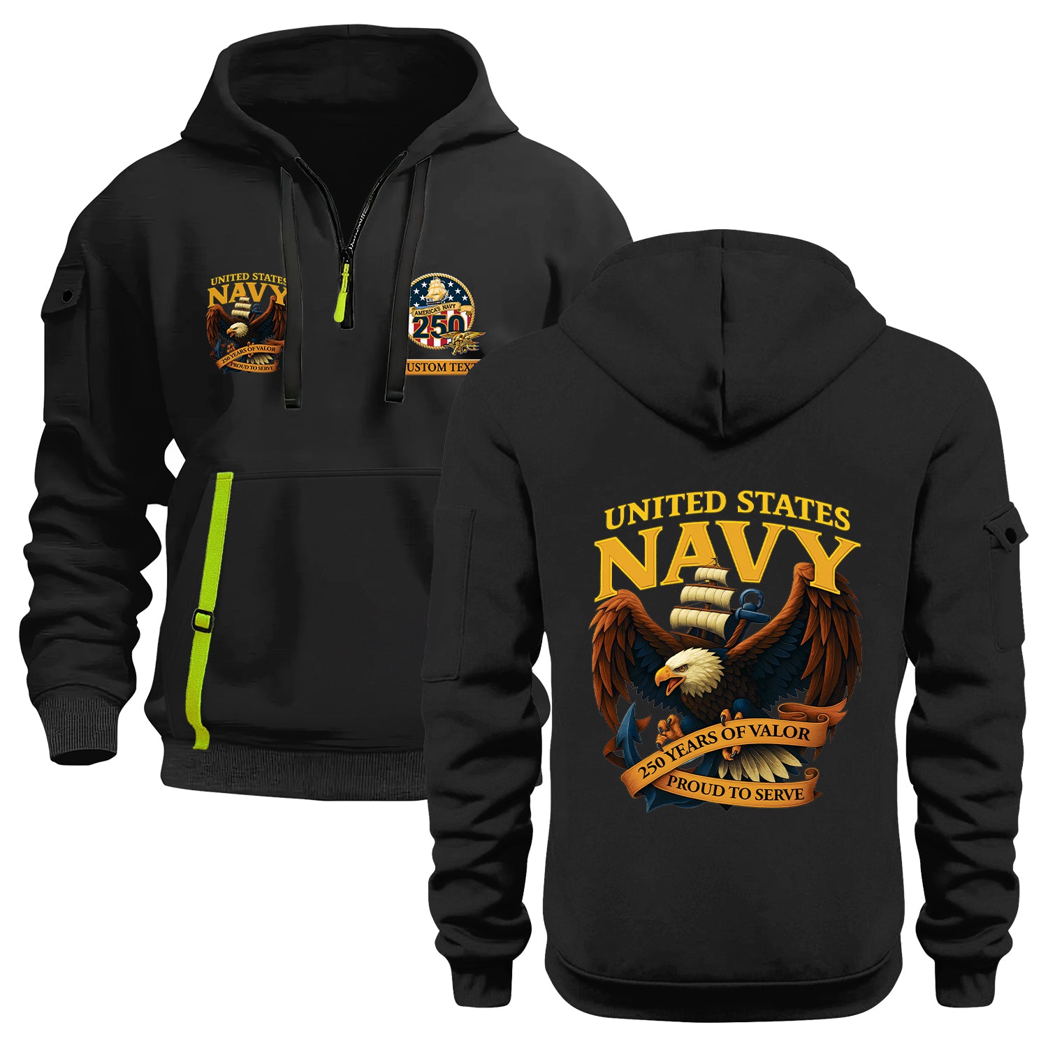 Personalized US Navy Quater Zip Hoodie JQZ04