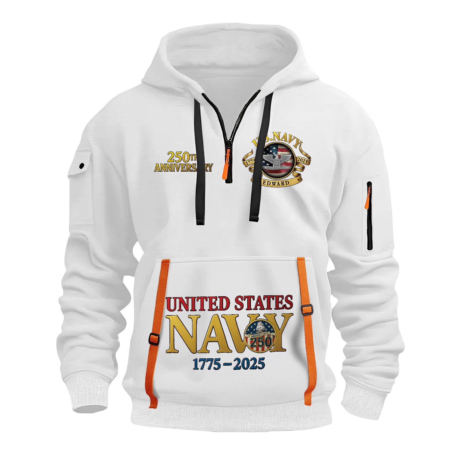Personalized US Navy Quater Zip Hoodie KAQZ01
