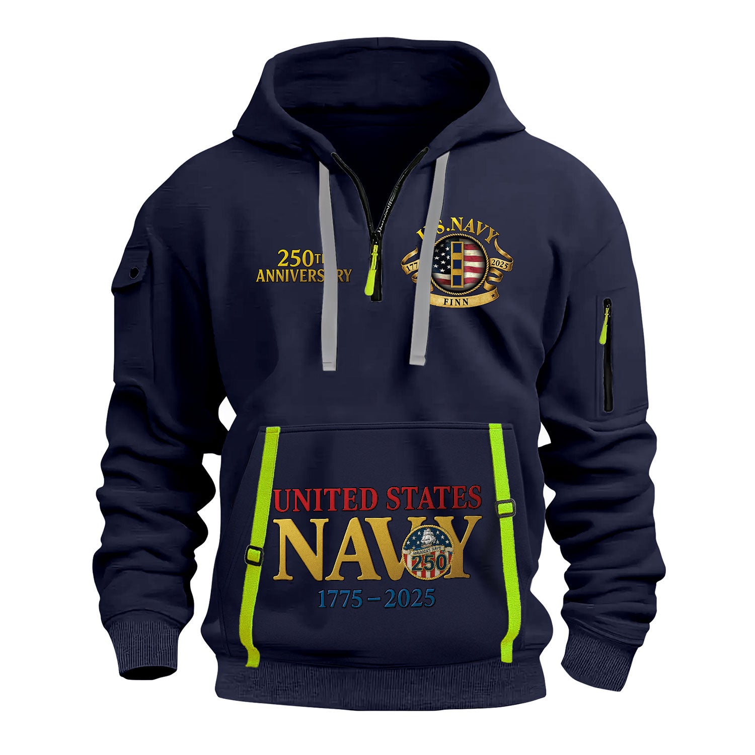 Personalized US Navy Quater Zip Hoodie KAQZ01