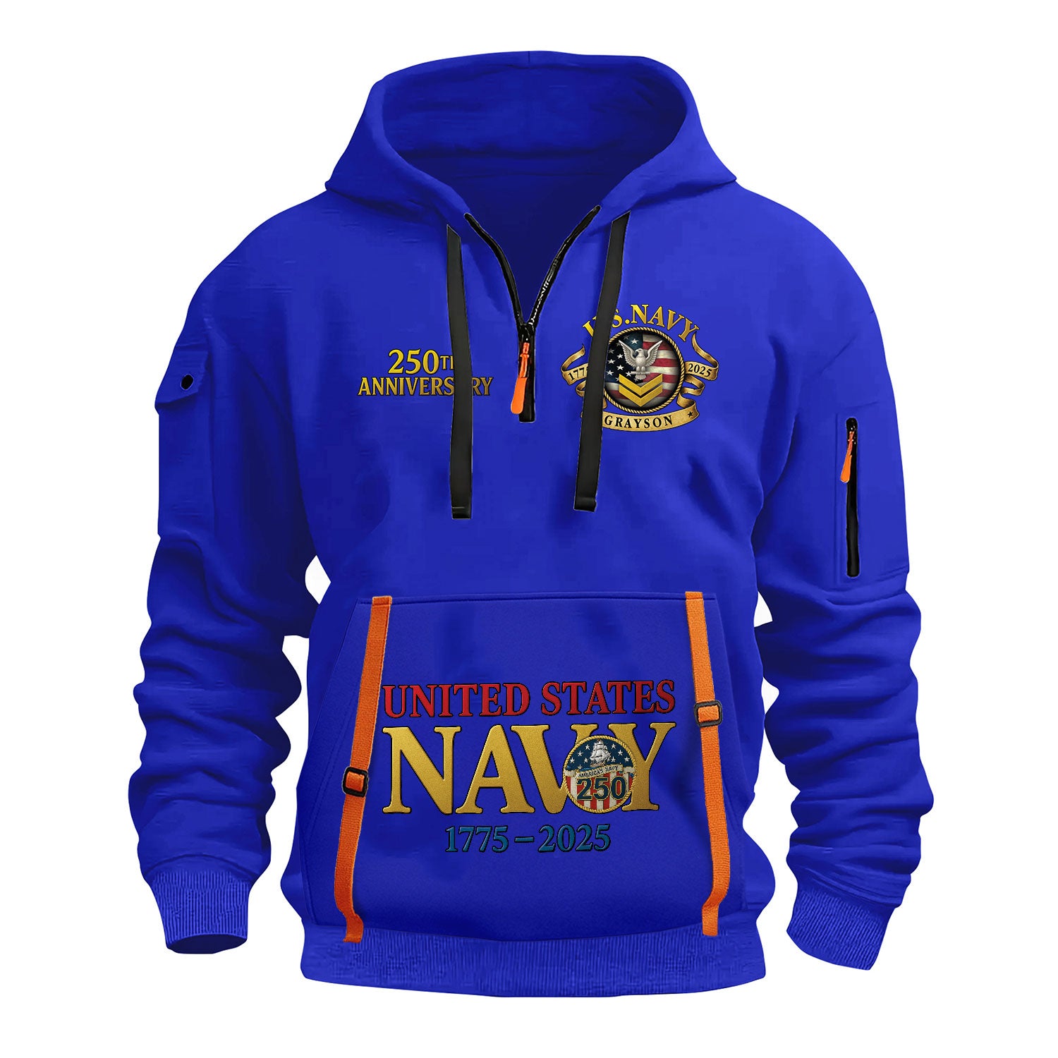 Personalized US Navy Quater Zip Hoodie KAQZ01