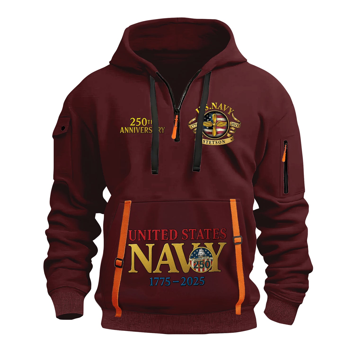 Personalized US Navy Quater Zip Hoodie KAQZ01