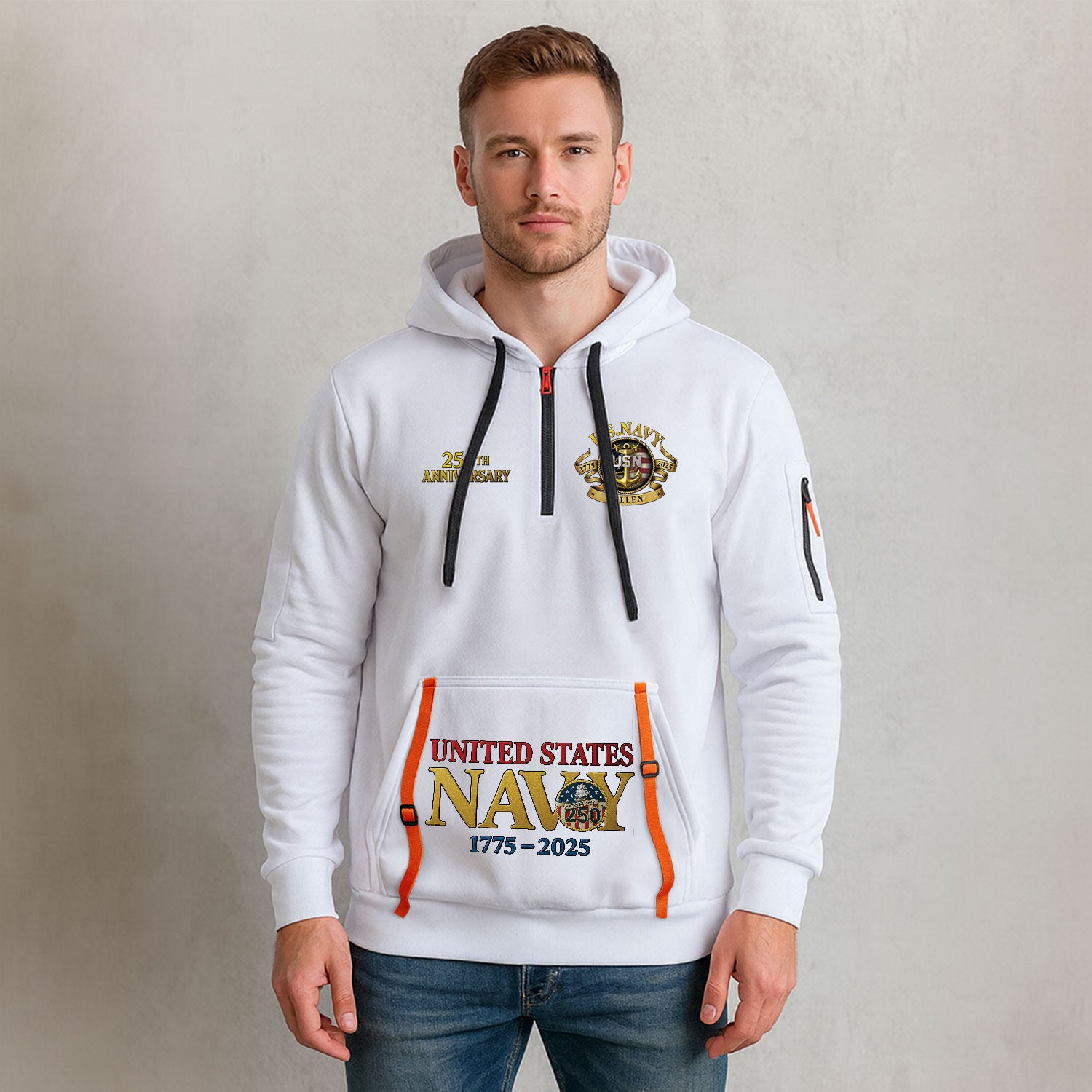 Personalized US Navy Quater Zip Hoodie KAQZ01