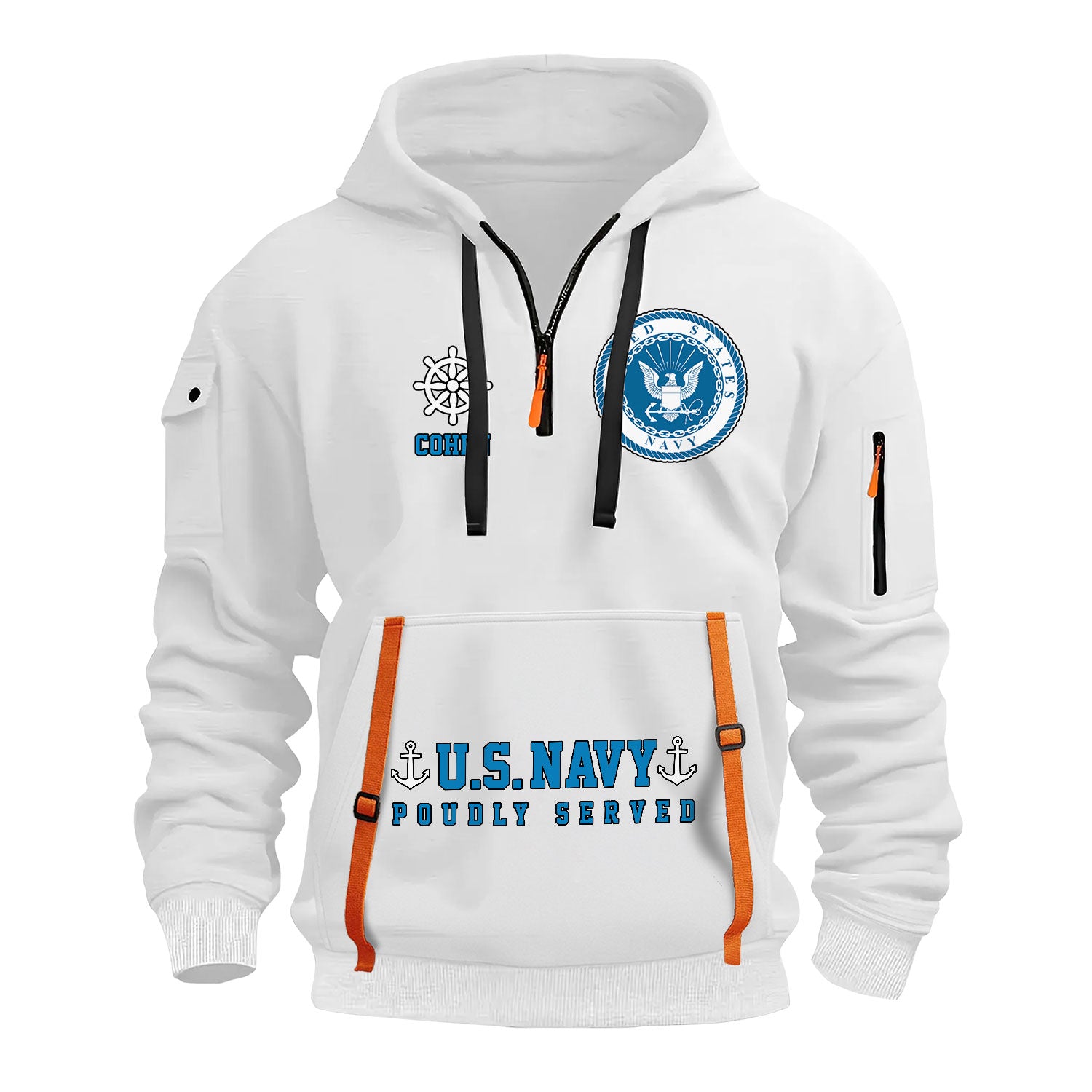 Personalized US Navy Quater Zip Hoodie KAQZ02