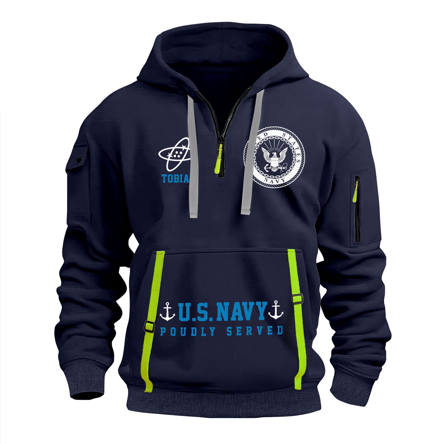 Personalized US Navy Quater Zip Hoodie KAQZ02