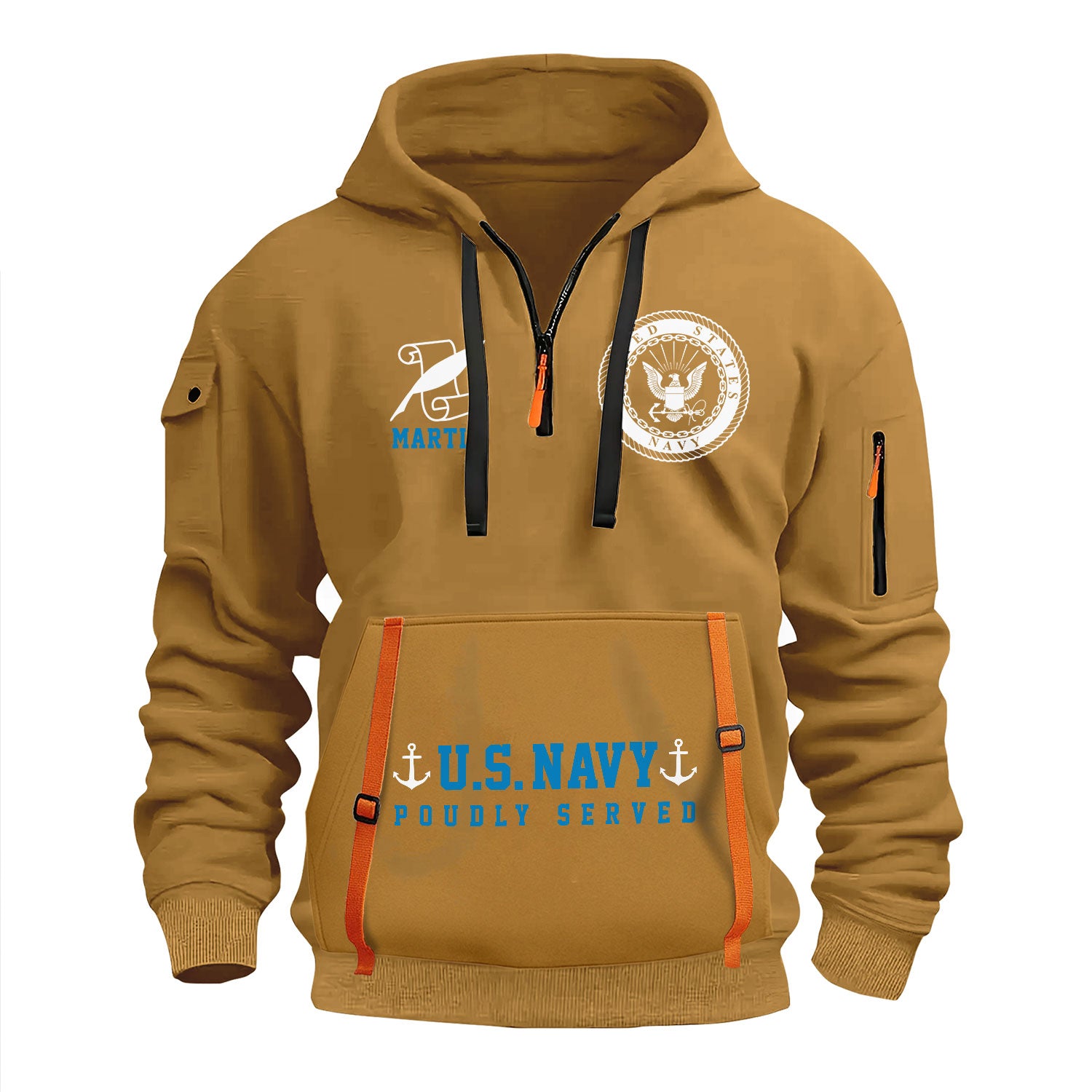 Personalized US Navy Quater Zip Hoodie KAQZ02
