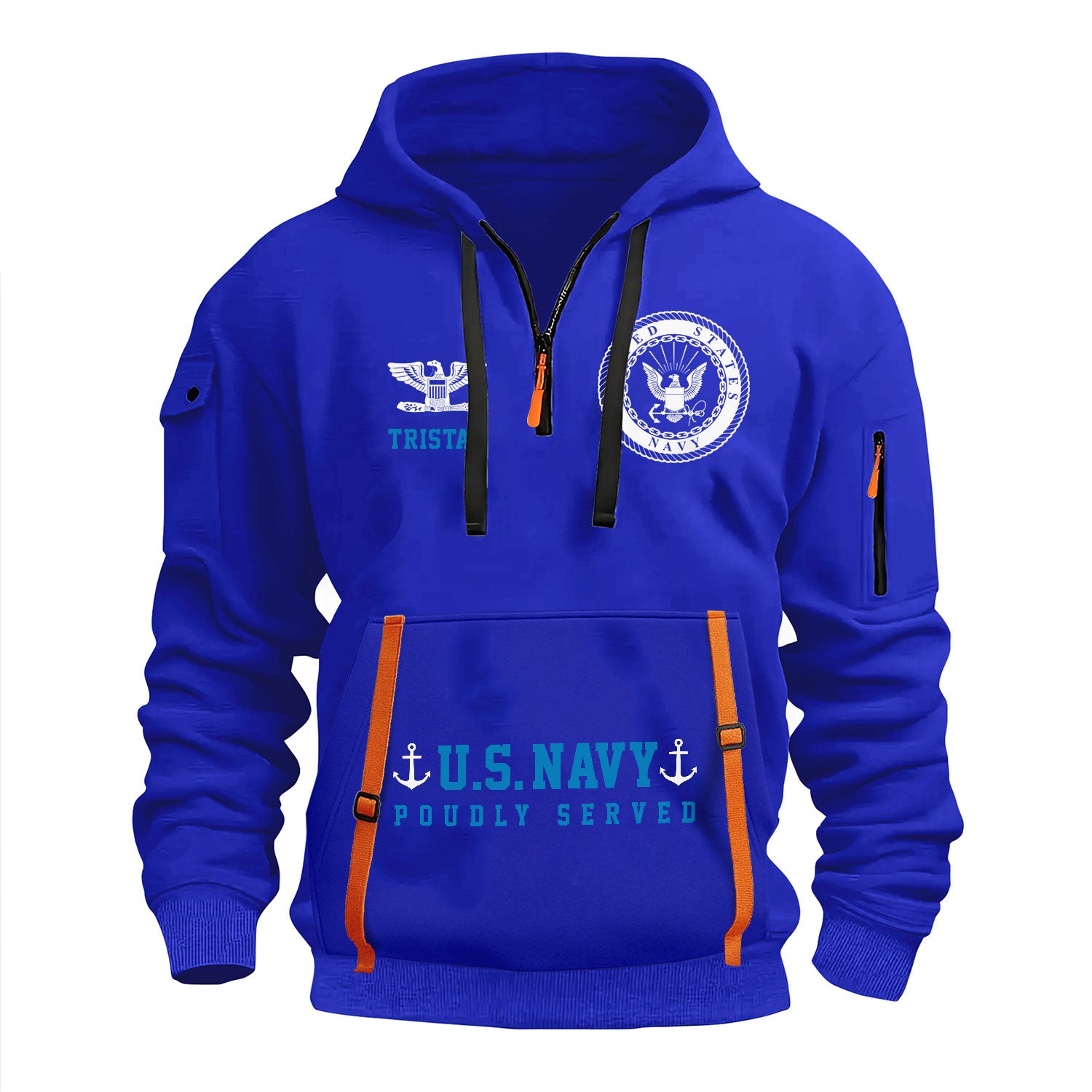 Personalized US Navy Quater Zip Hoodie KAQZ02