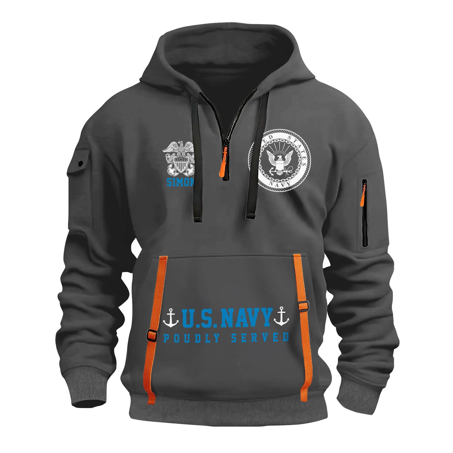 Personalized US Navy Quater Zip Hoodie KAQZ02