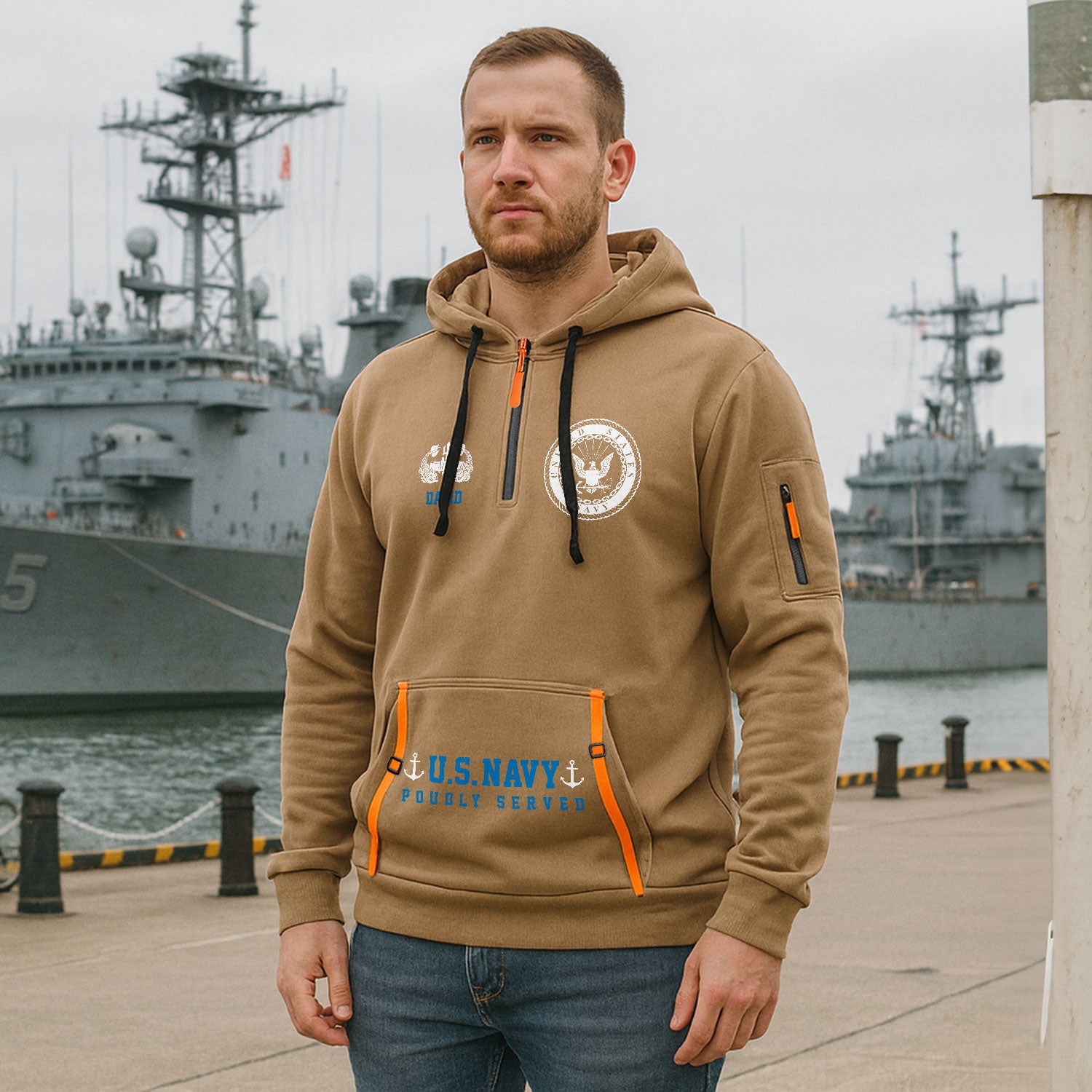 Personalized US Navy Quater Zip Hoodie KAQZ02