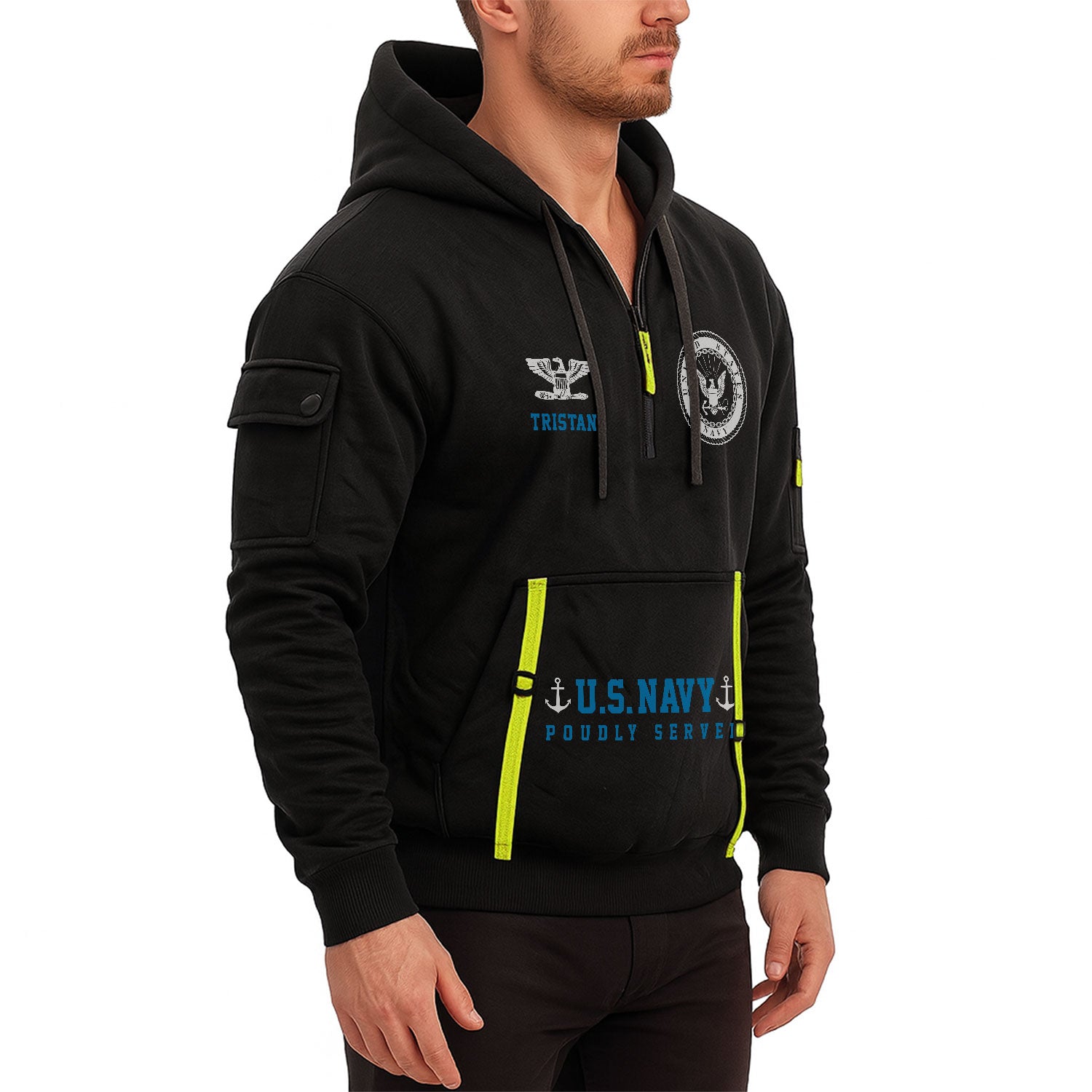 Personalized US Navy Quater Zip Hoodie KAQZ02