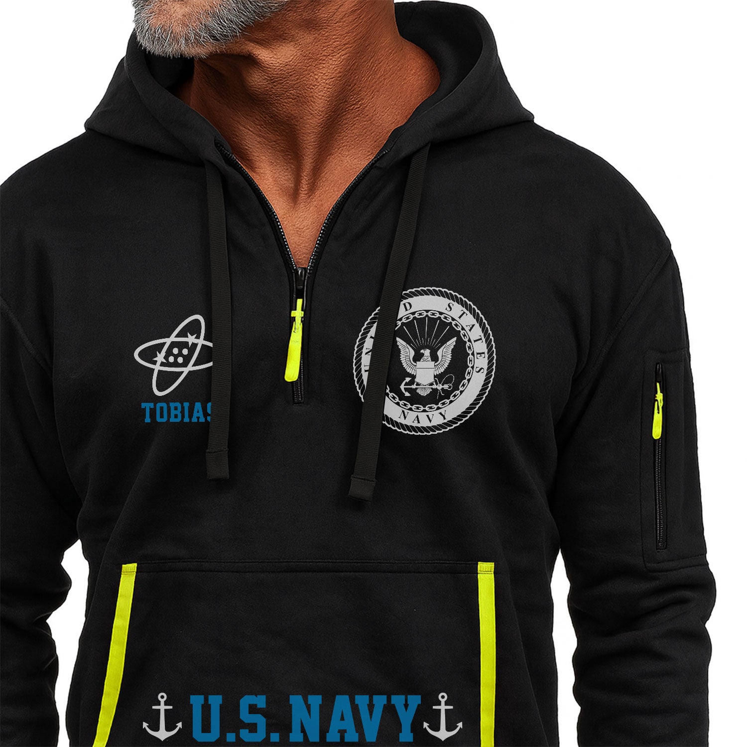Personalized US Navy Quater Zip Hoodie KAQZ02