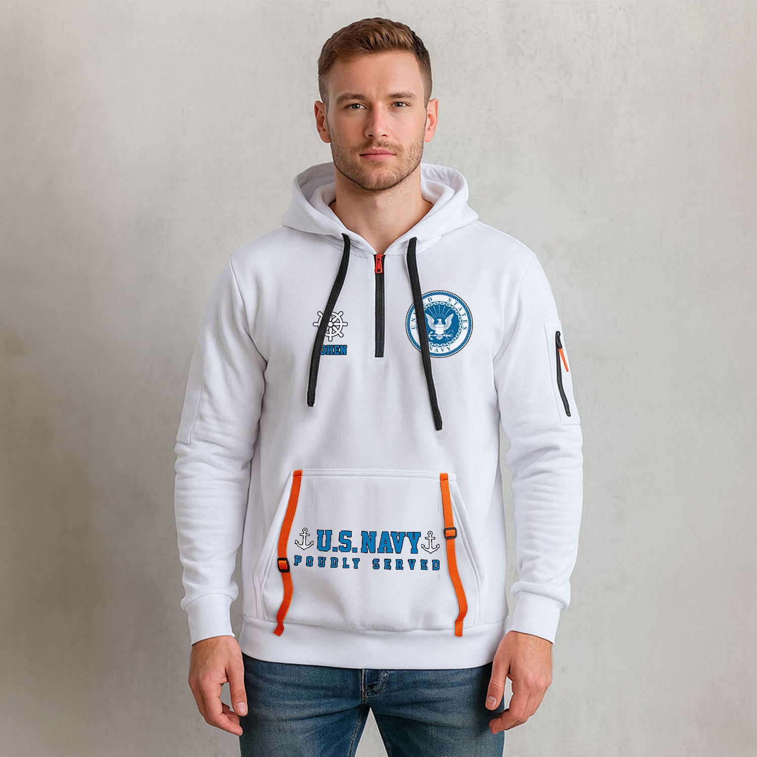 Personalized US Navy Quater Zip Hoodie KAQZ02