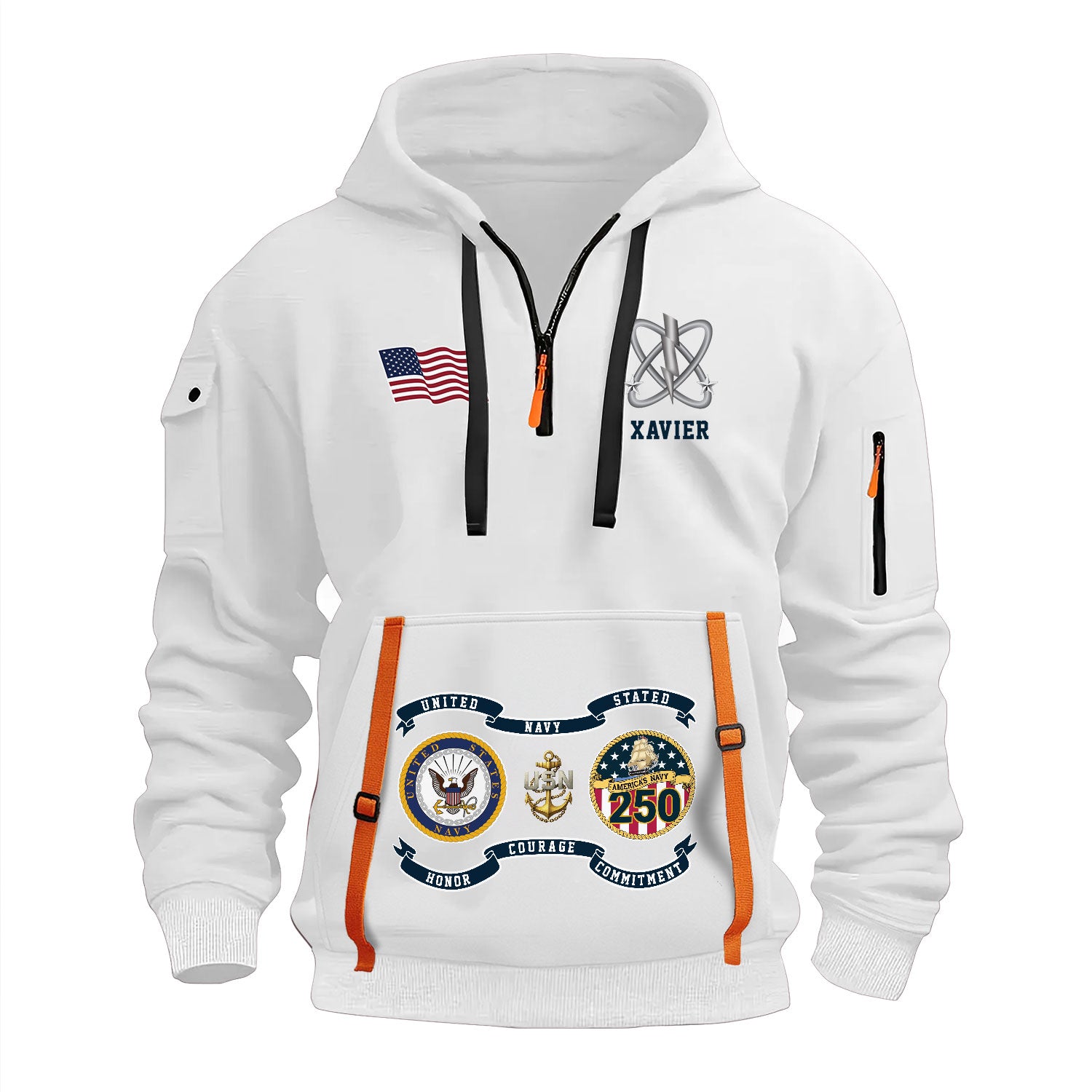 Personalized US Navy Quater Zip Hoodie KAQZ03