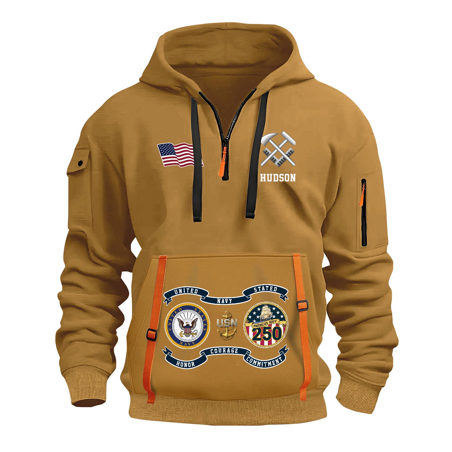 Personalized US Navy Quater Zip Hoodie KAQZ03