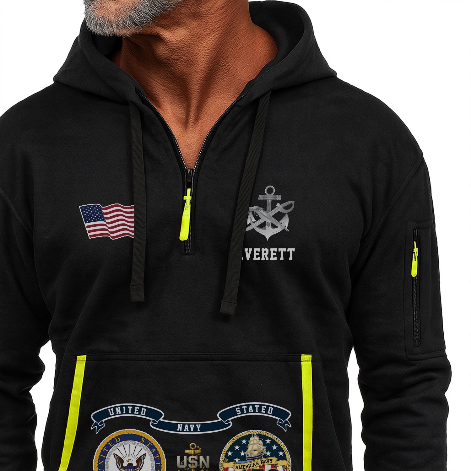 Personalized US Navy Quater Zip Hoodie KAQZ03